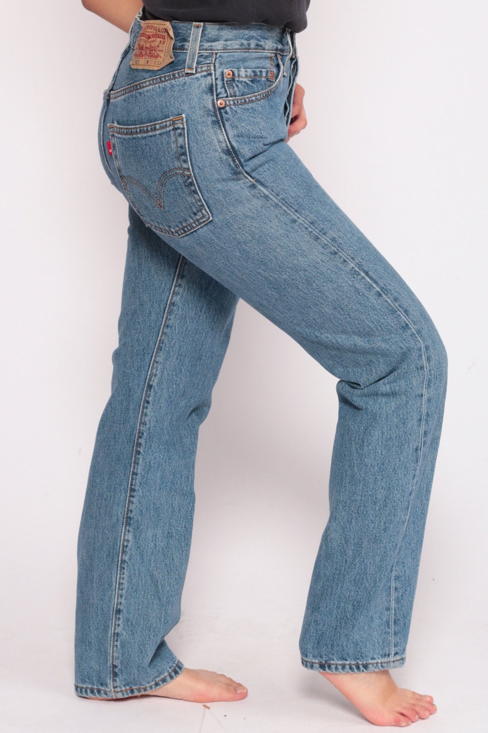 80s Levi's 501 High Waist Blue Denim Jeans Button Fly Medium