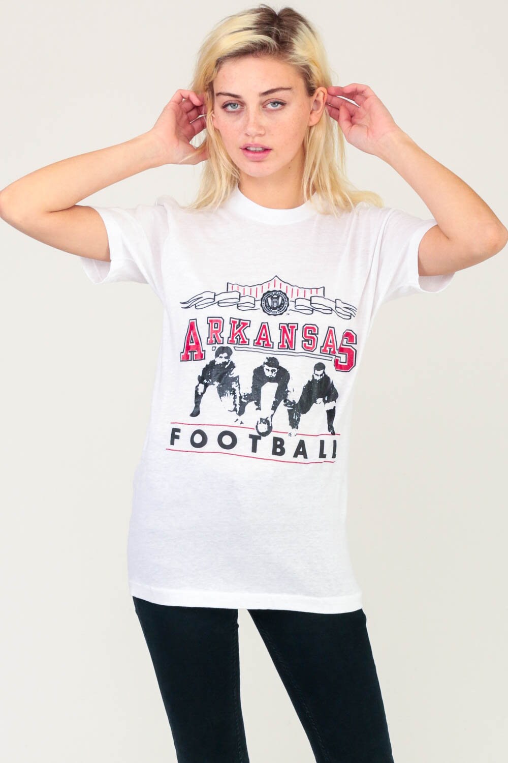 80s University of Arkansas Football T-Shirt Unisex Graphic Tee Medium