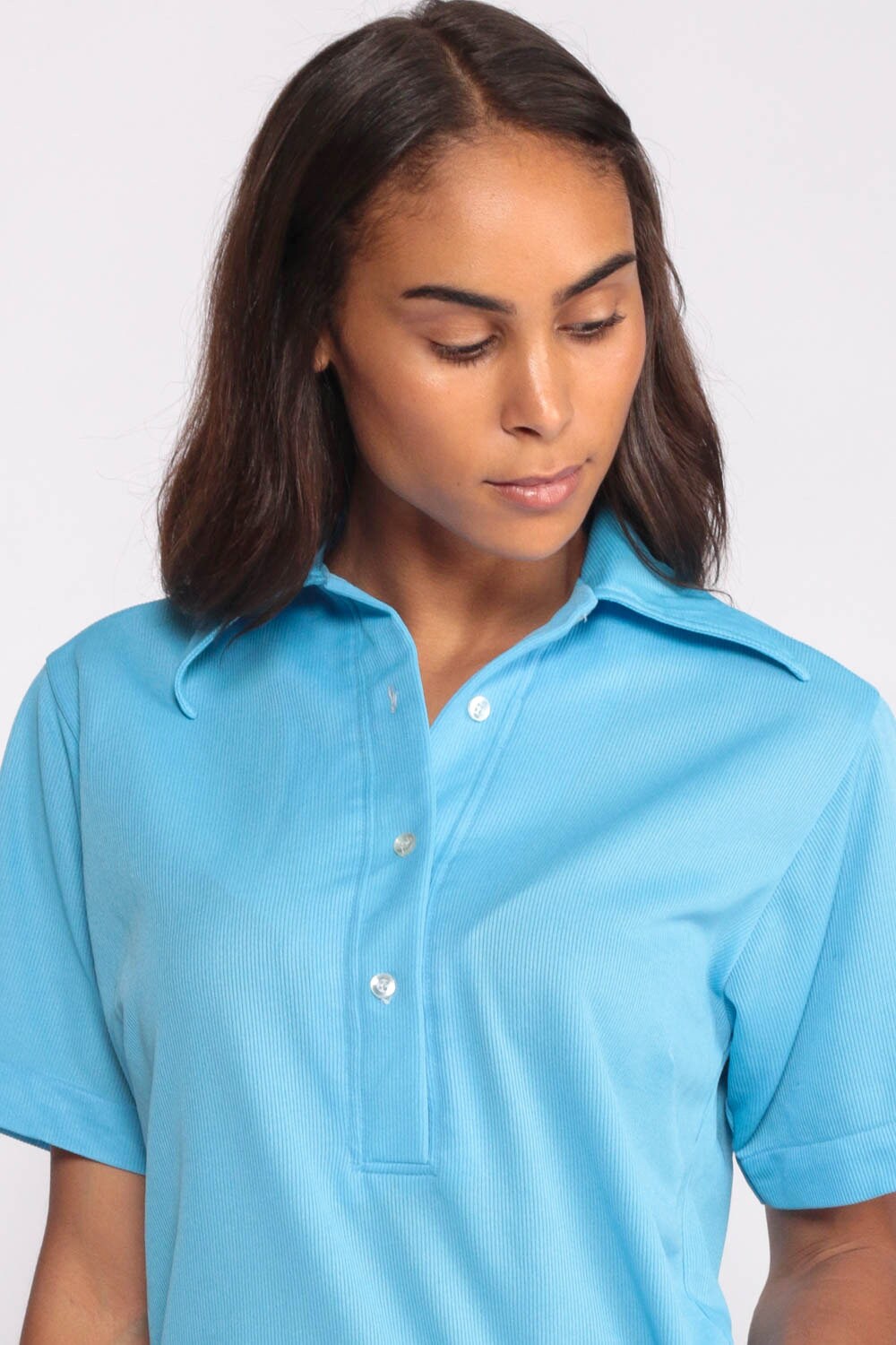 70s Wally's Linger Bar Uniform Shirt Baby Blue Button Up Medium Large