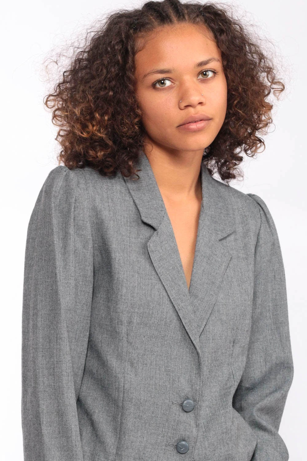 80s Wrangler Puff Sleeve Blazer Grey Jacket Extra Small XS