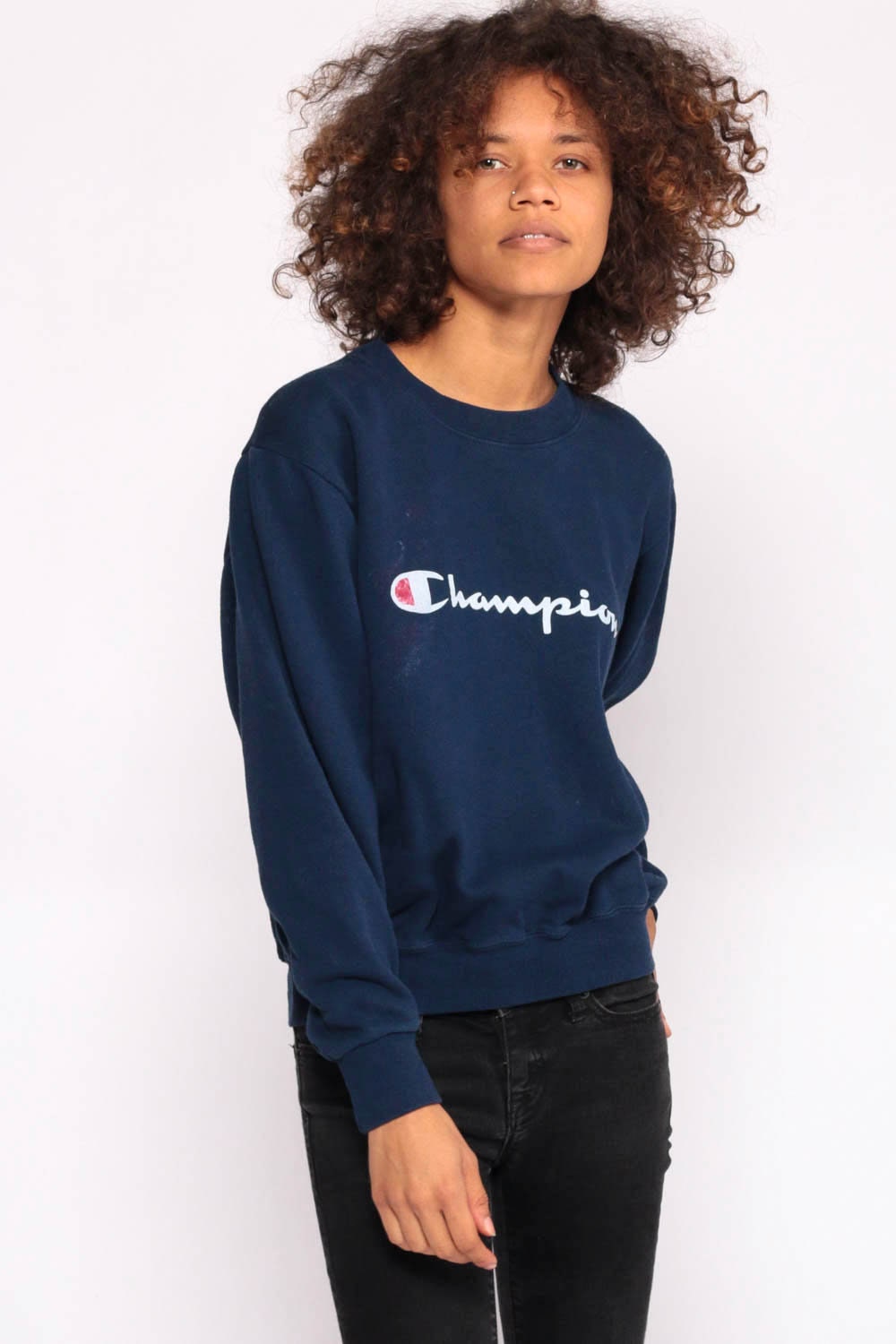 90s Champion Navy Crewneck Sweatshirt Pullover Small