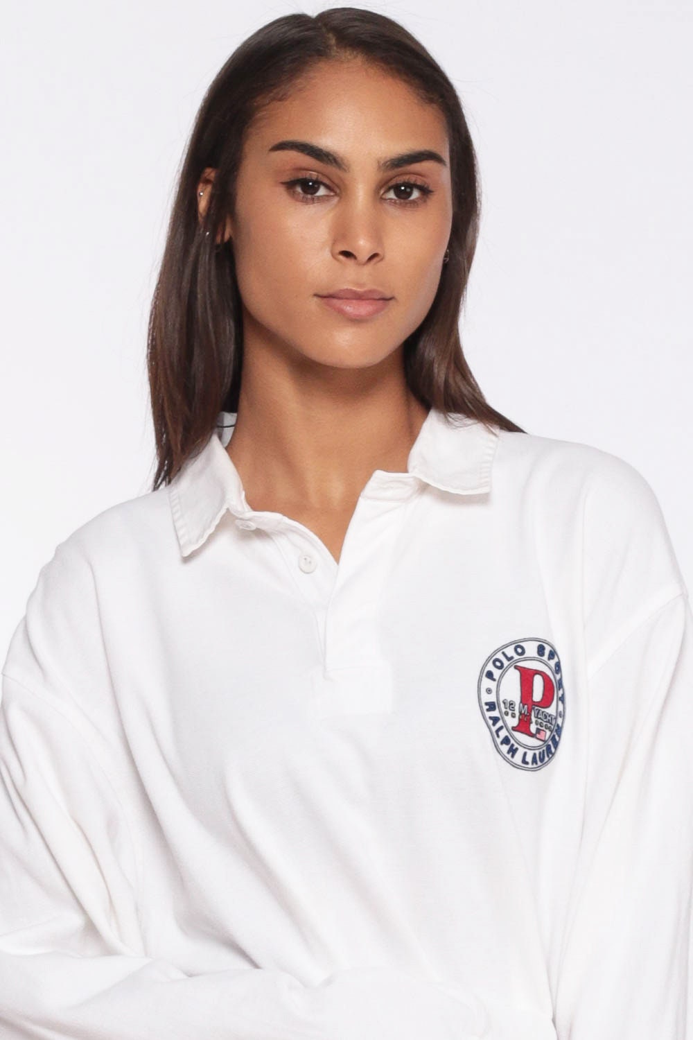 Ralph Lauren Polo Shirt Yacht Challenge 90s Long Sleeve White Cotton Extra Large