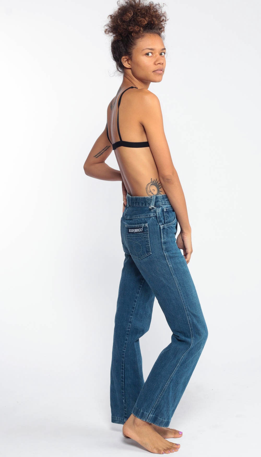 70s Body Lingo High Waist Tapered Jeans Blue Denim XXS