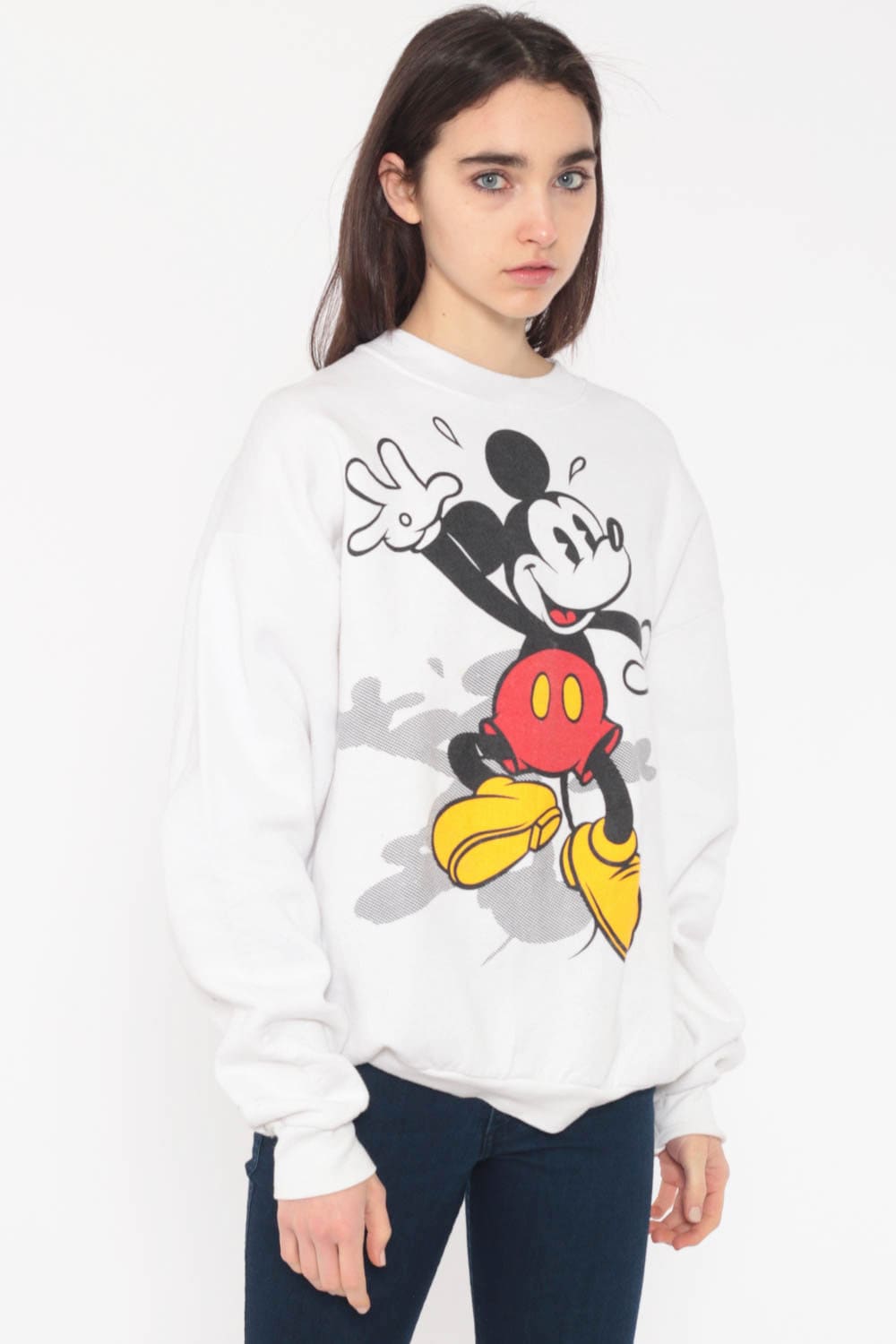 90s Mickey Mouse Disney Sweatshirt White Graphic Crewneck Medium Large