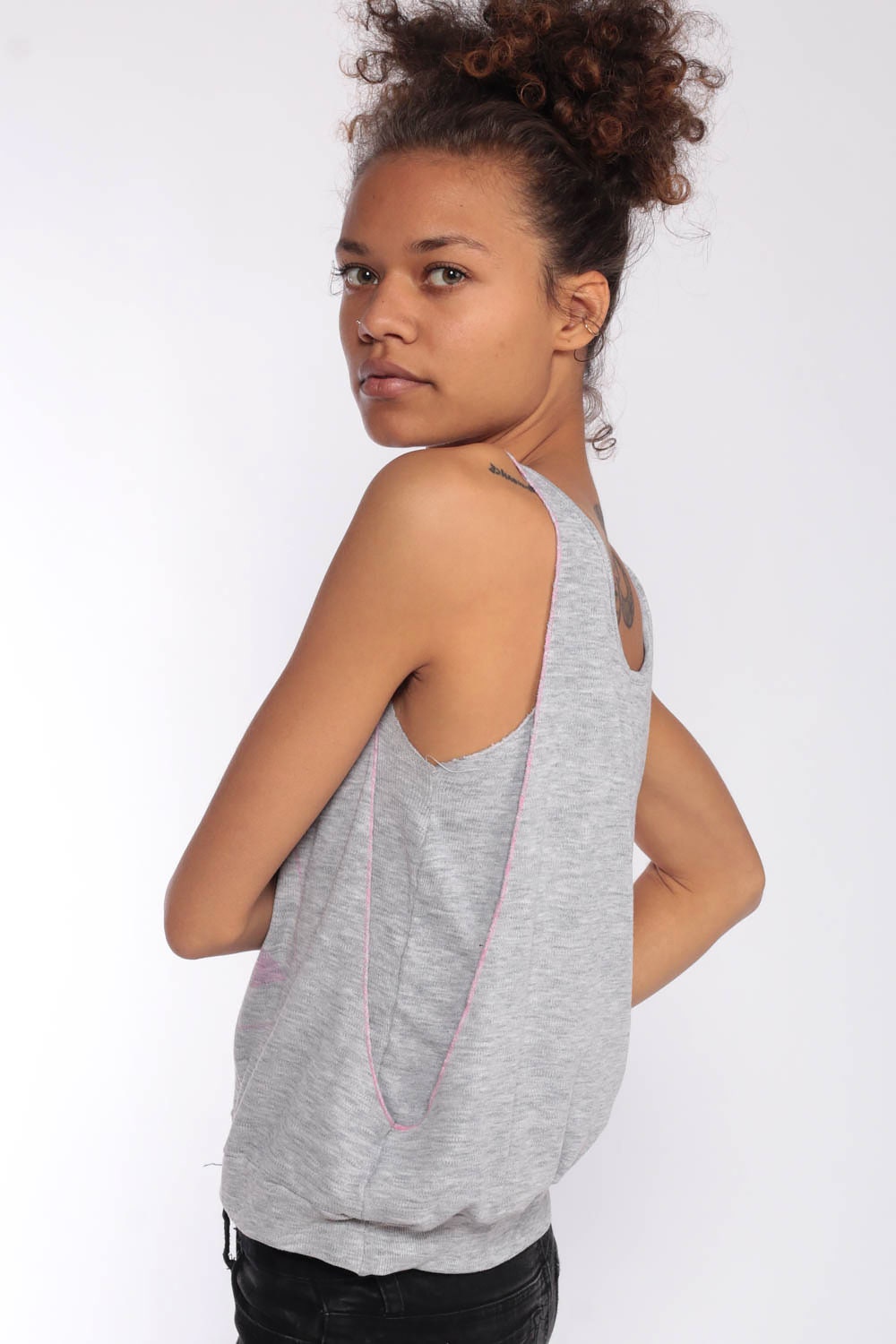 80s Made in USA Grey Tank Top Sleeveless Sweatshirt Athletic Extra Small