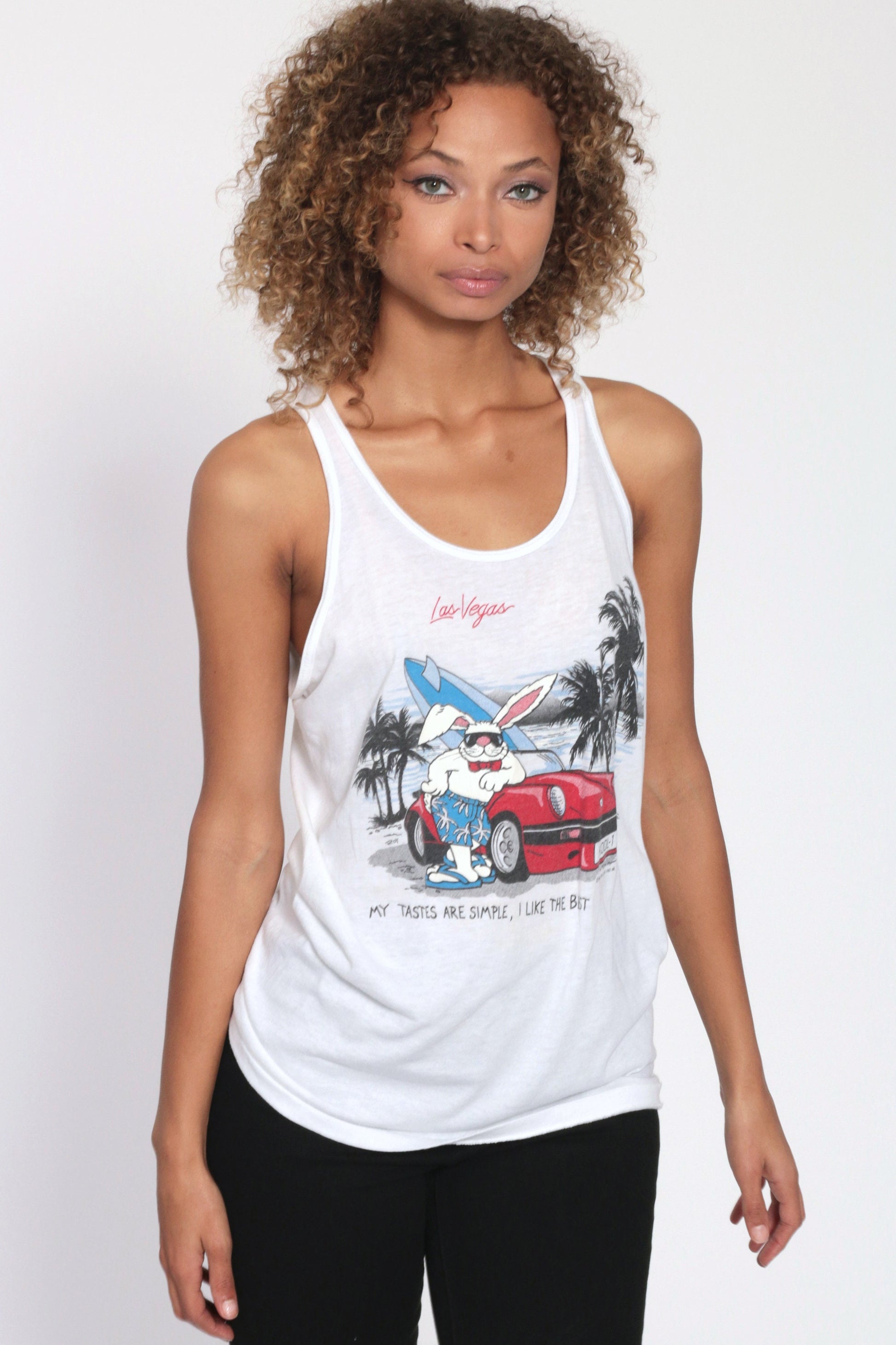 80s Las Vegas Bunny Tank Top "I Like The Best" Graphic Tee Small Medium