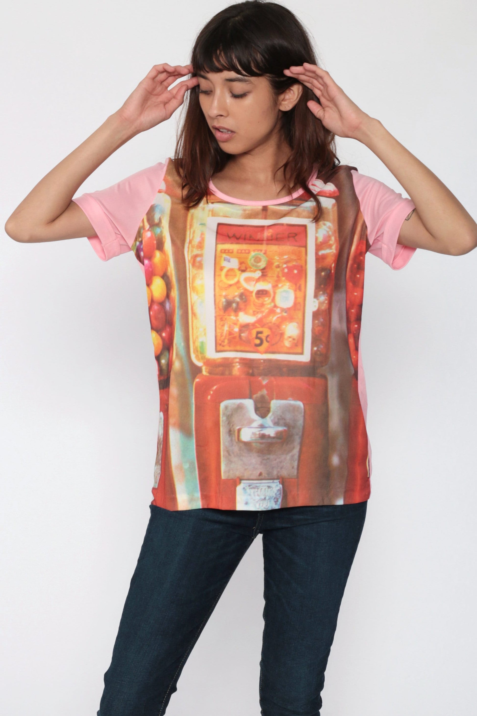 1980s Gumball Machine Graphic T-Shirt Baby Pink Medium Large