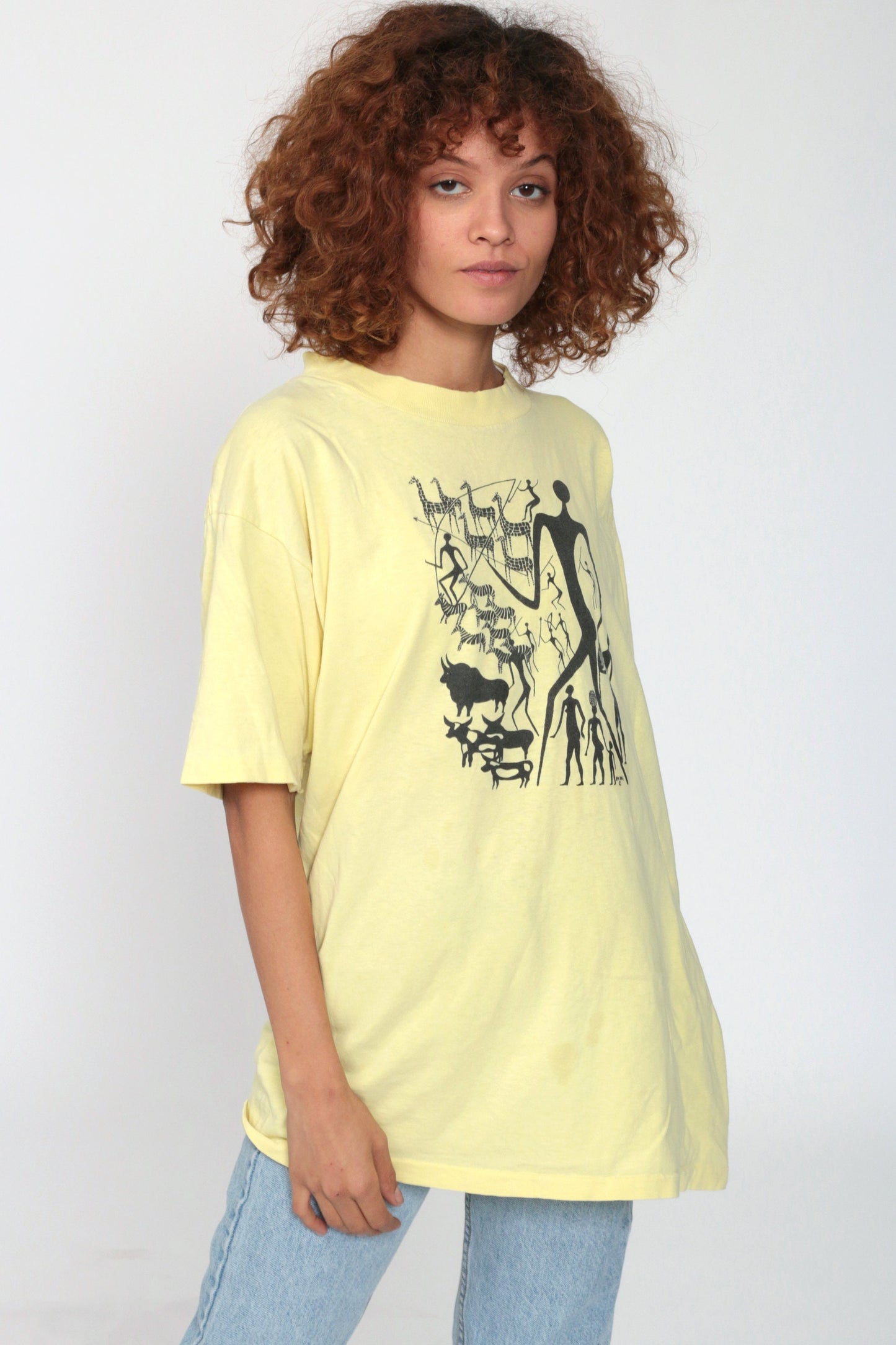 90s Heidi Lange Kenyan Art Hunter Graphic T-Shirt Unisex Large
