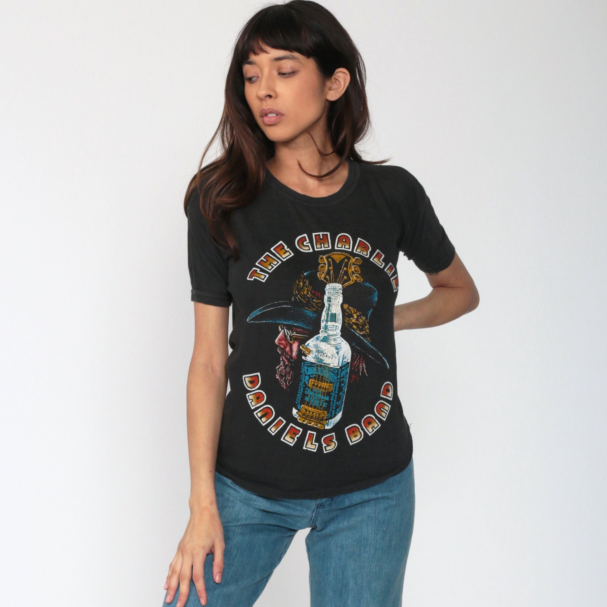 Charlie Daniels Band 70s Concert Tee Black Single Stitch Small