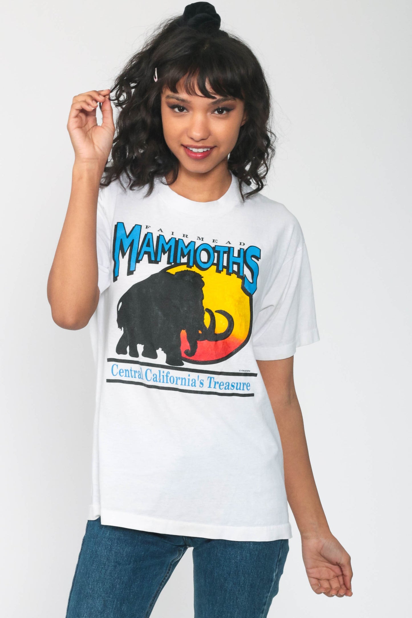 80s Fairmead Mammoths Graphic T-Shirt Single Stitch Cotton Medium