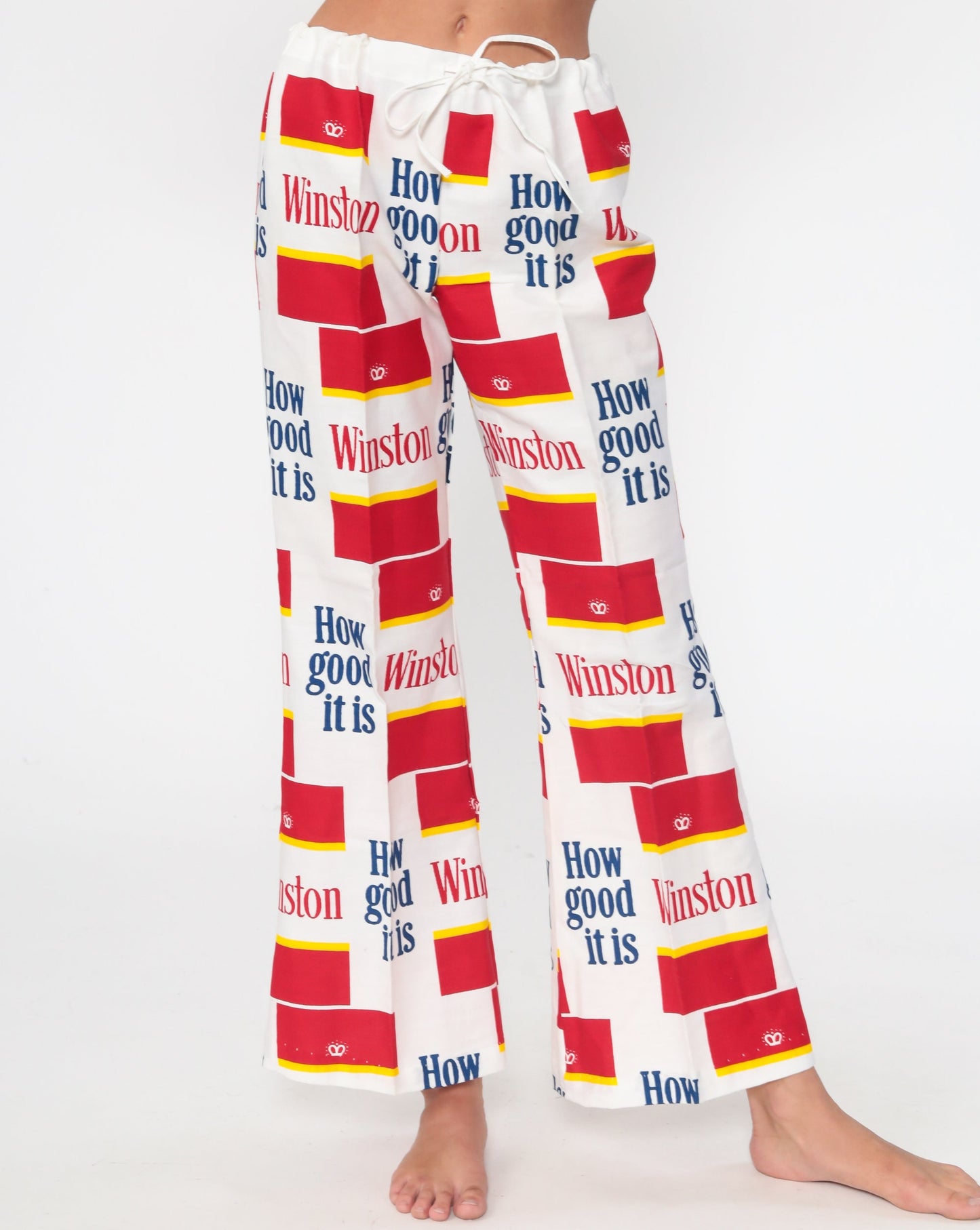 70s Winston Cigarettes Bell Bottom Pants High Waisted Cotton Medium