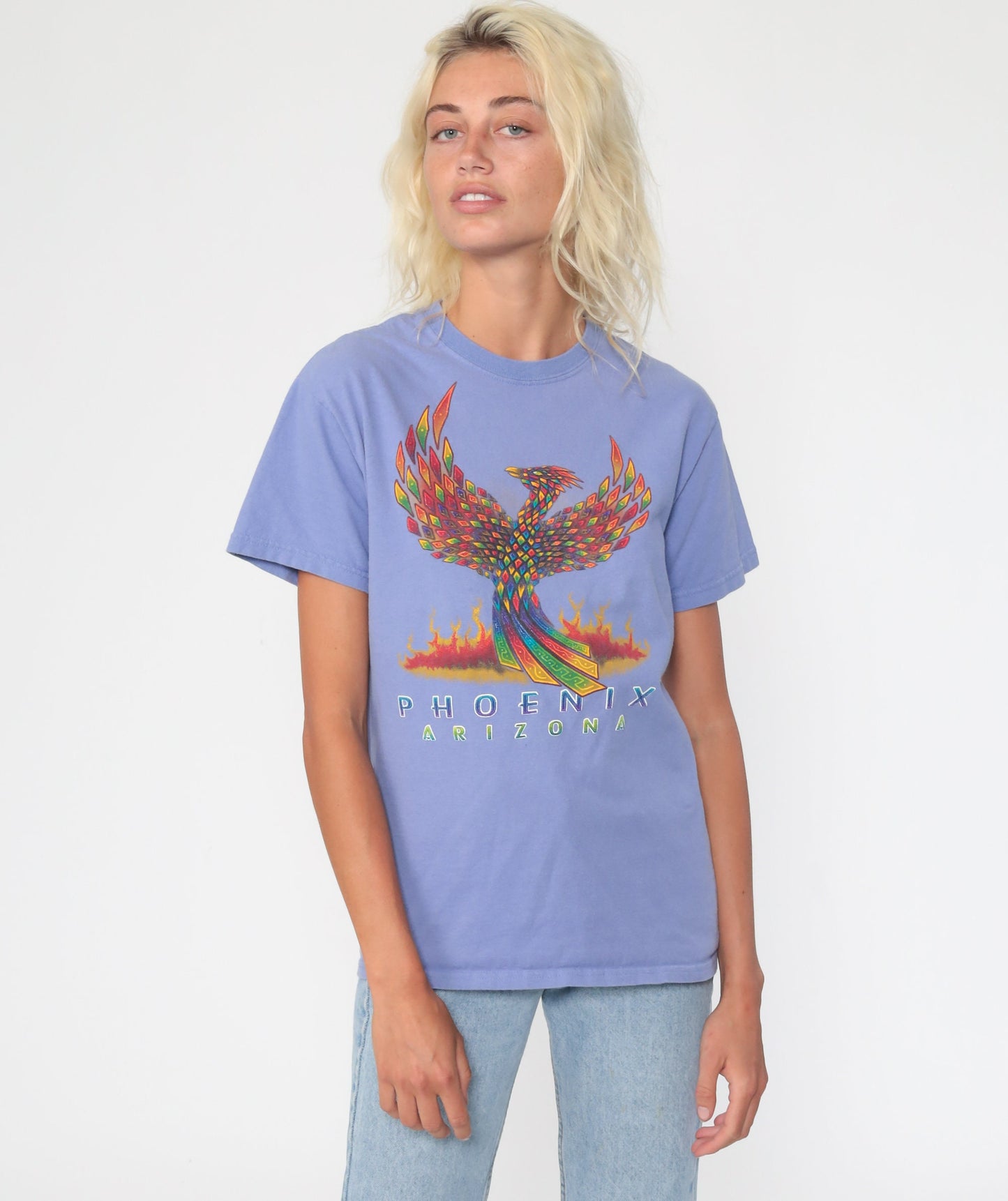 90s Phoenix Arizona Graphic T-Shirt Purple Flames Vintage Tee Small