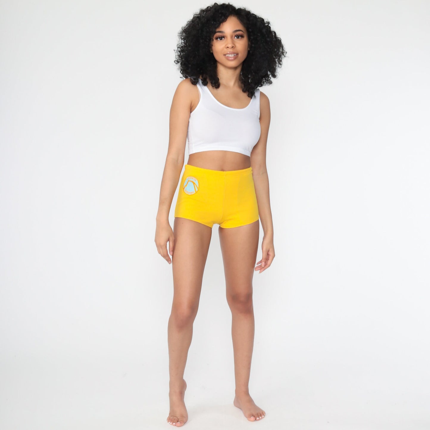 70s Yosemite California Patch High-Rise Shorts Yellow Extra Small