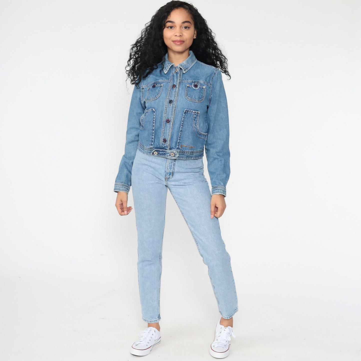 90s Guess Denim Jacket Blue Button-Up Trucker Small S