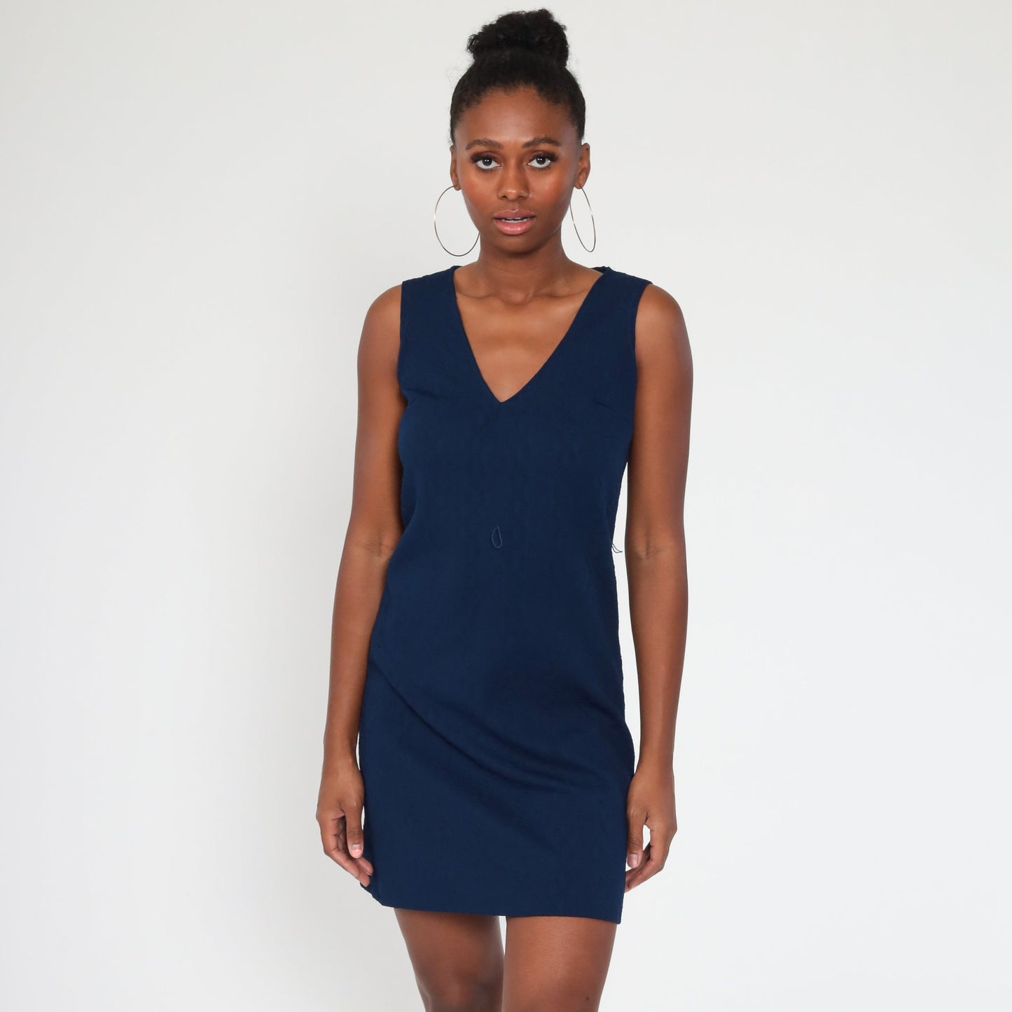70s Cable Knit Shift Dress Navy Mini Sleeveless Small Medium