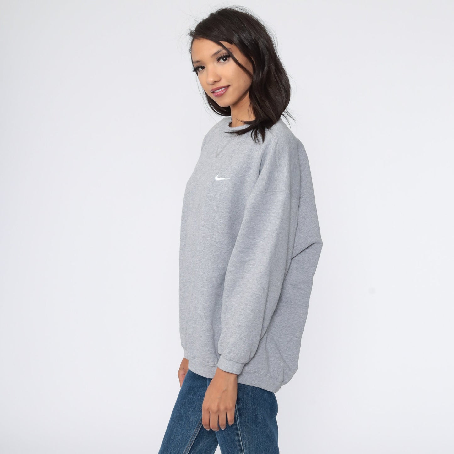 Nike Swoosh Sweatshirt 00s Grey Crewneck Unisex Extra Large XXL
