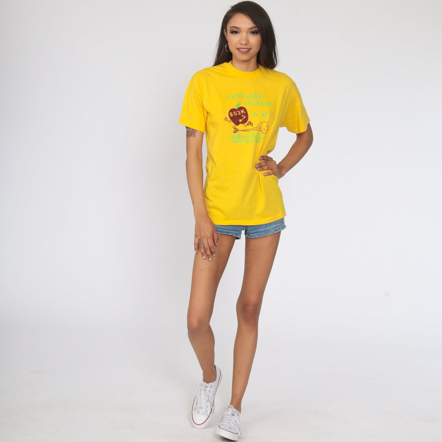 80s Loma Linda Running Graphic T-Shirt Yellow Single Stitch Medium