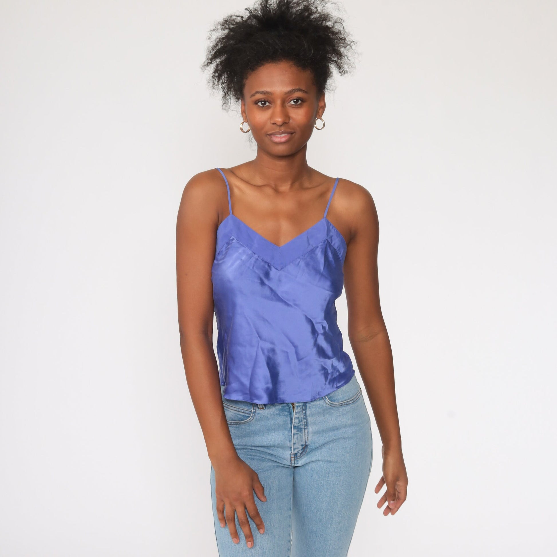 90s Purple Silk Camisole Tank Top Lingerie Small