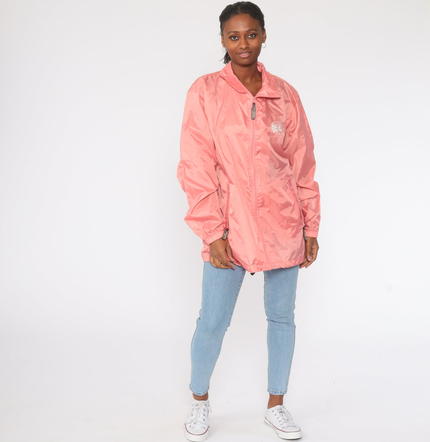 00s Pink Steamboat Colorado Hummingbird Windbreaker Jacket Large