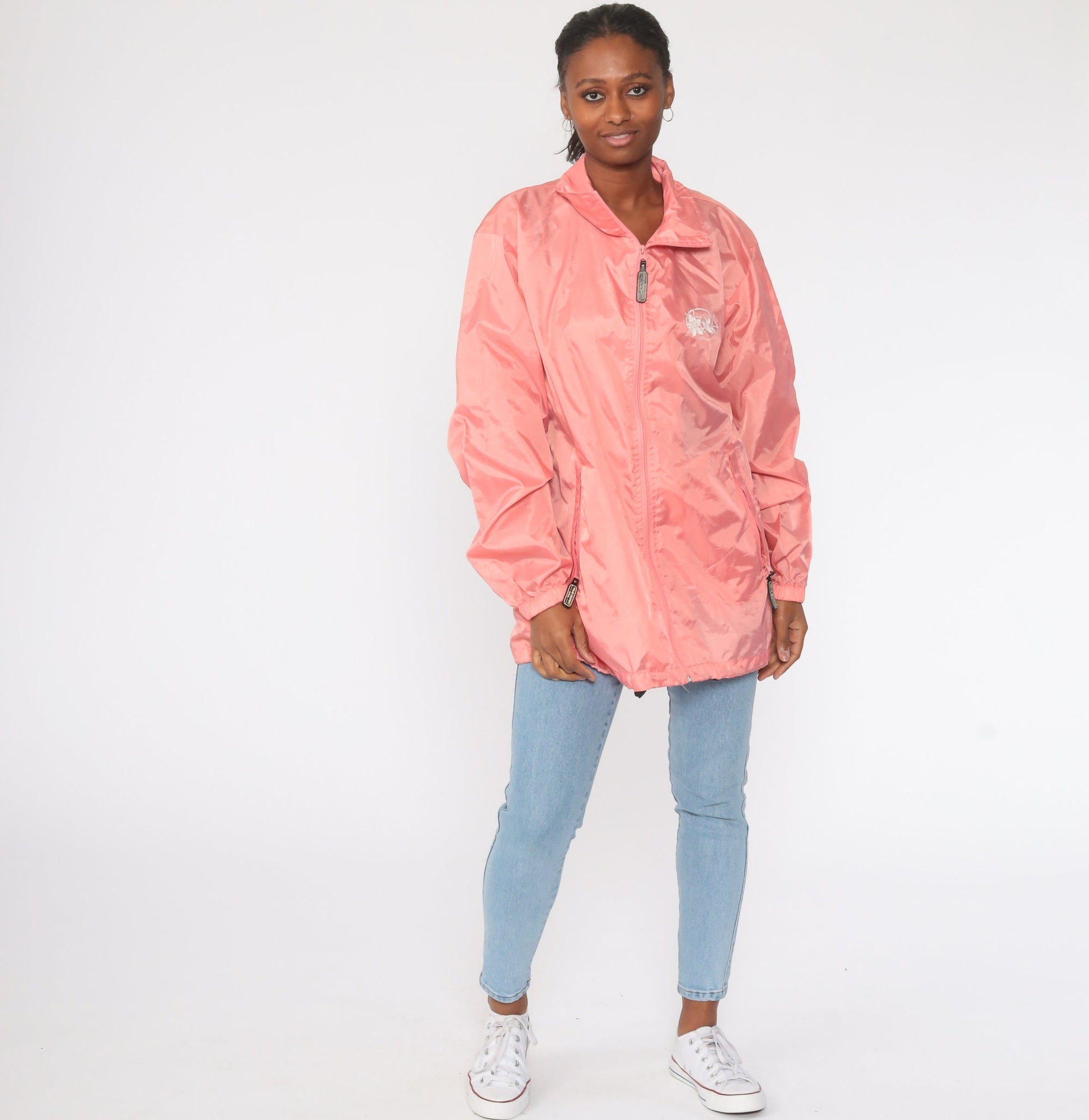 00s Pink Steamboat Colorado Hummingbird Windbreaker Jacket Large