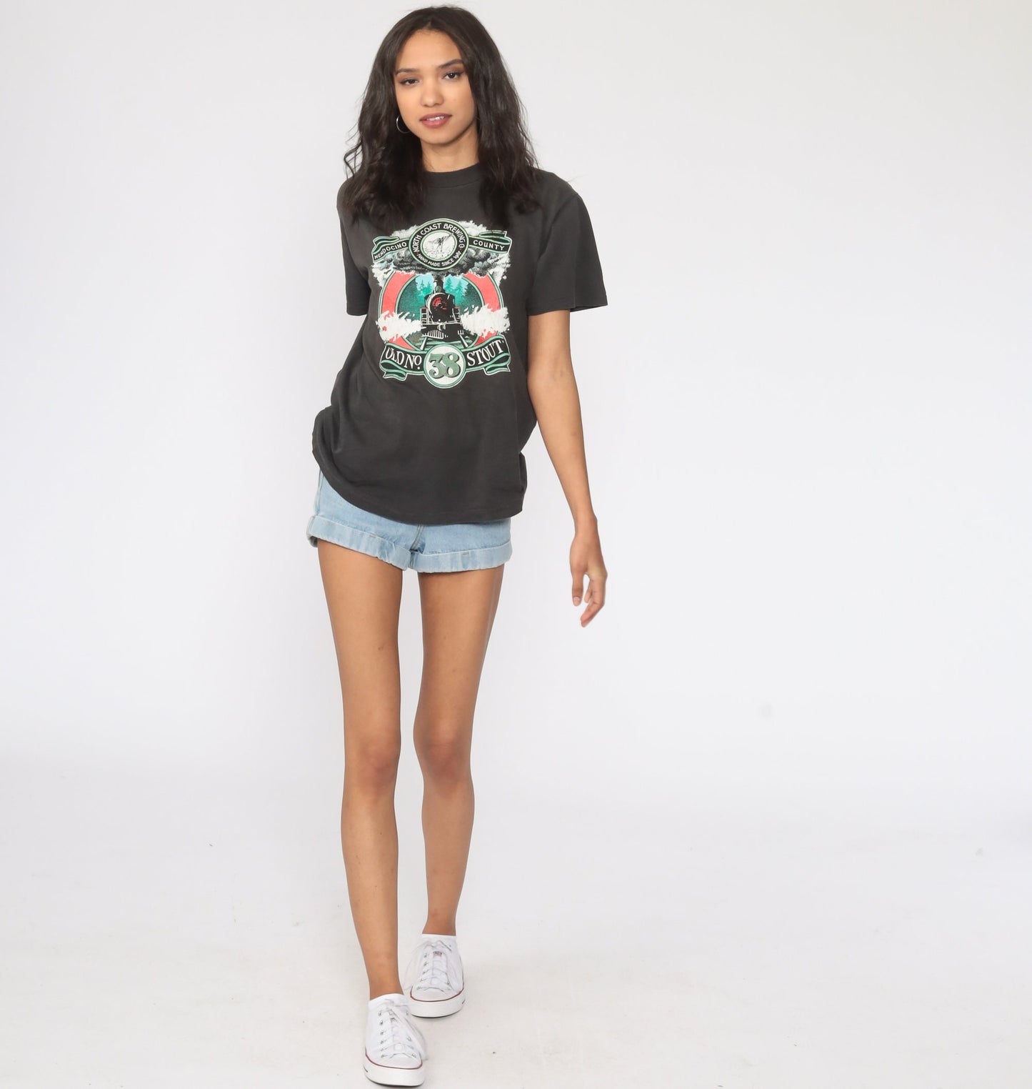 90s North Coast Brewing Company Stout Graphic T-Shirt Black Single Stitch Small