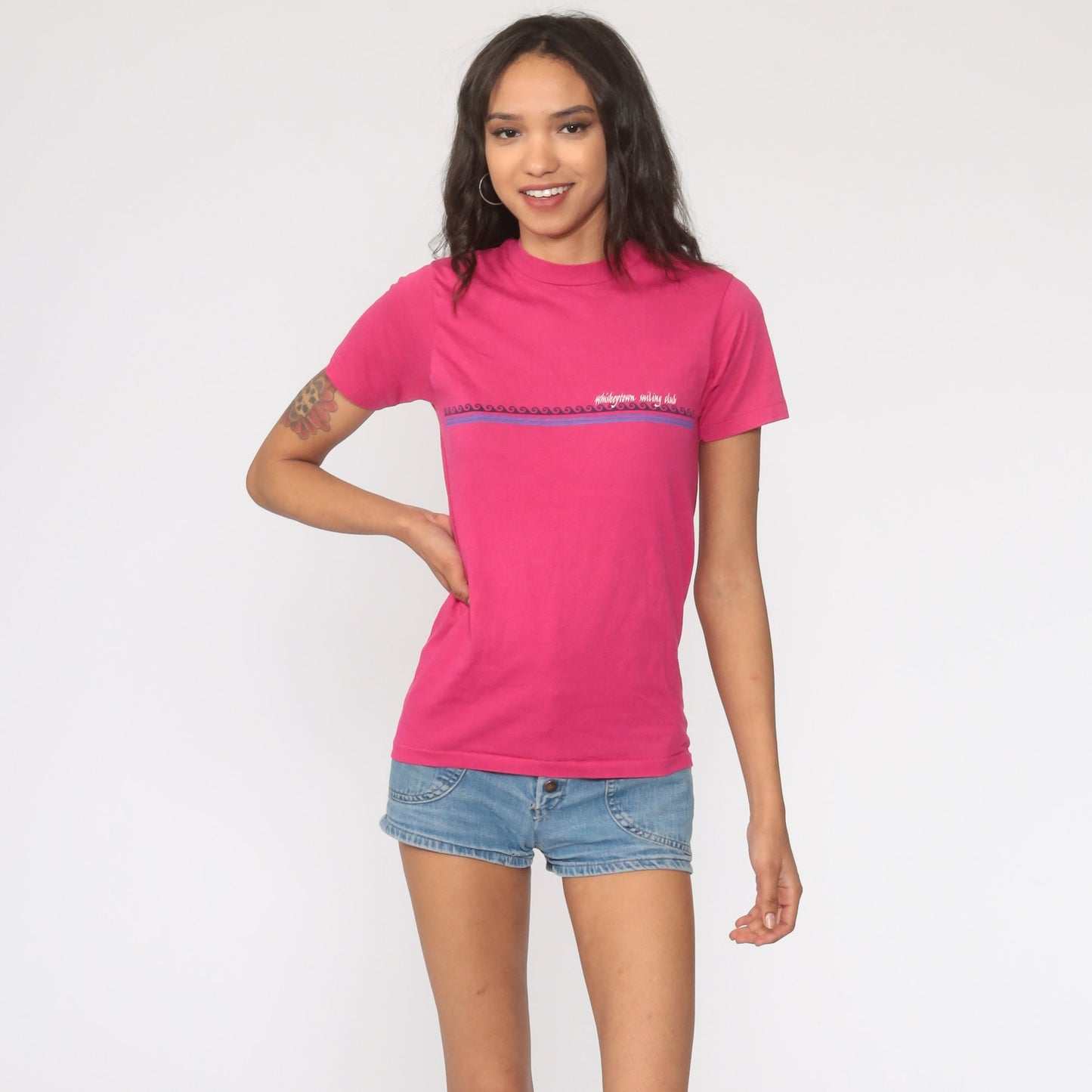 80s Whiskeytown Sailing Club Graphic Tee Hot Pink Sailboat Extra Small
