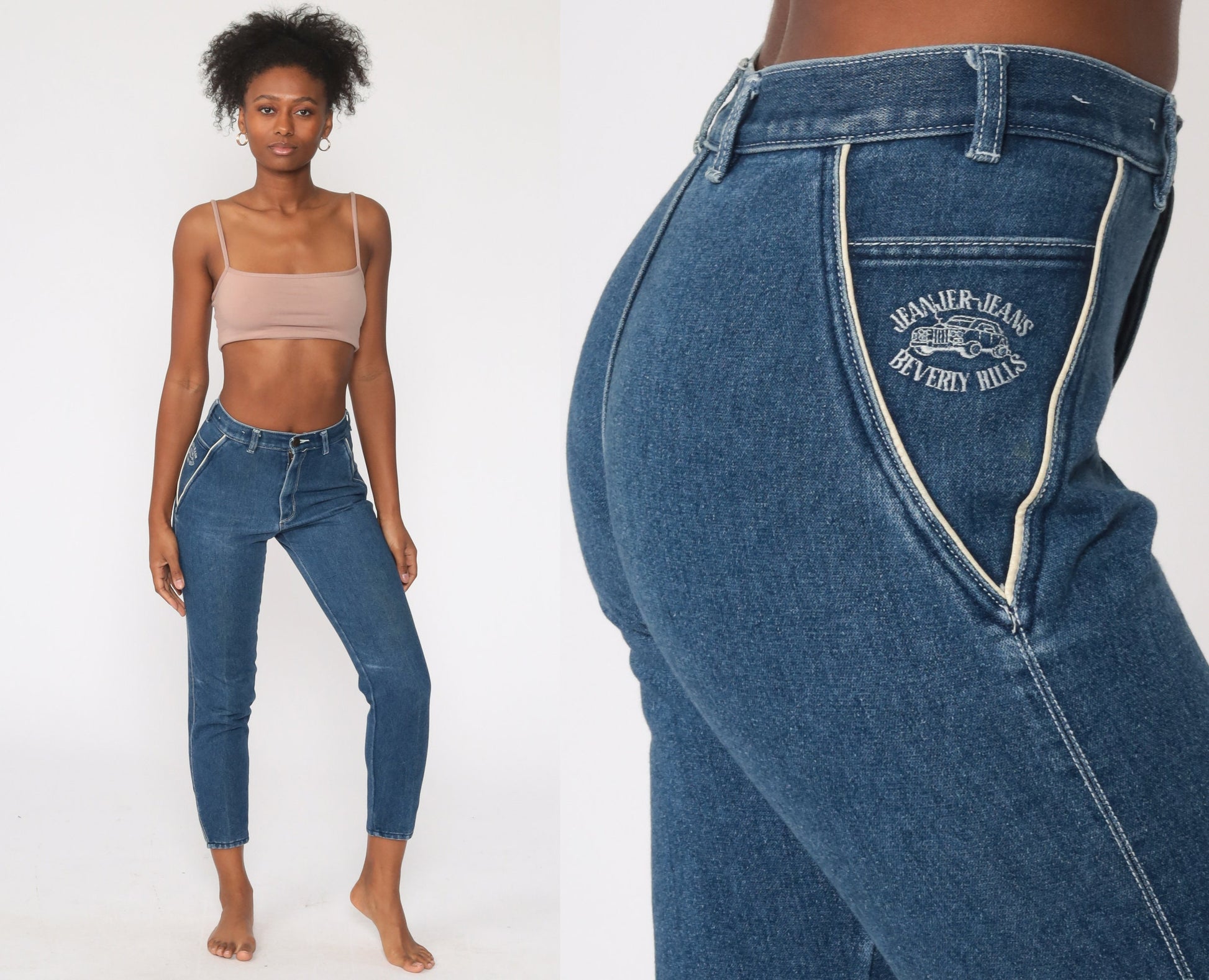90s Jeanjer High Waist Skinny Jeans Blue Denim Small 27