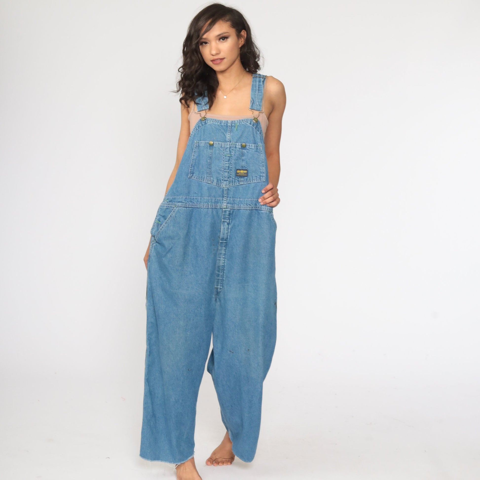 80s OshKosh B'Gosh Denim Overalls Blue Distressed Workwear Extra Large