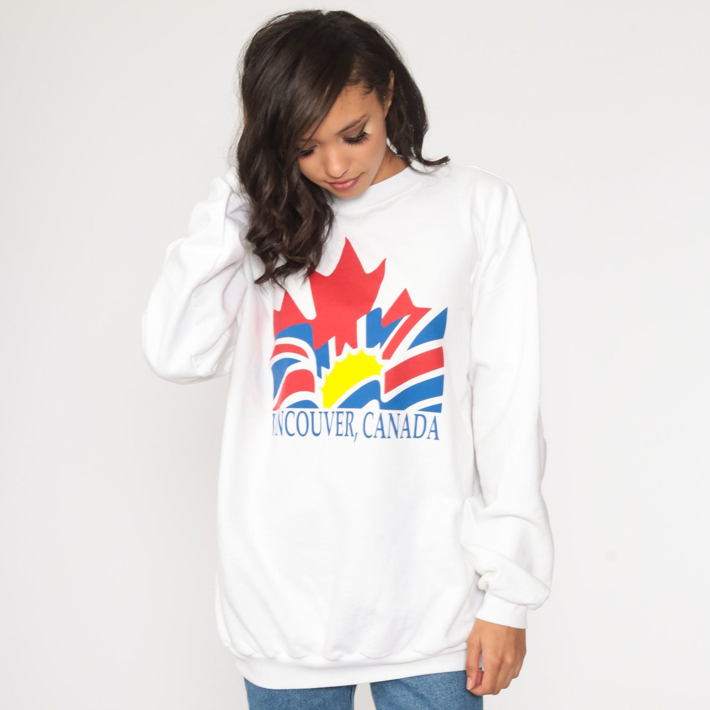 80s Vancouver British Columbia Flag Sweatshirt White Crewneck Extra Large XXL