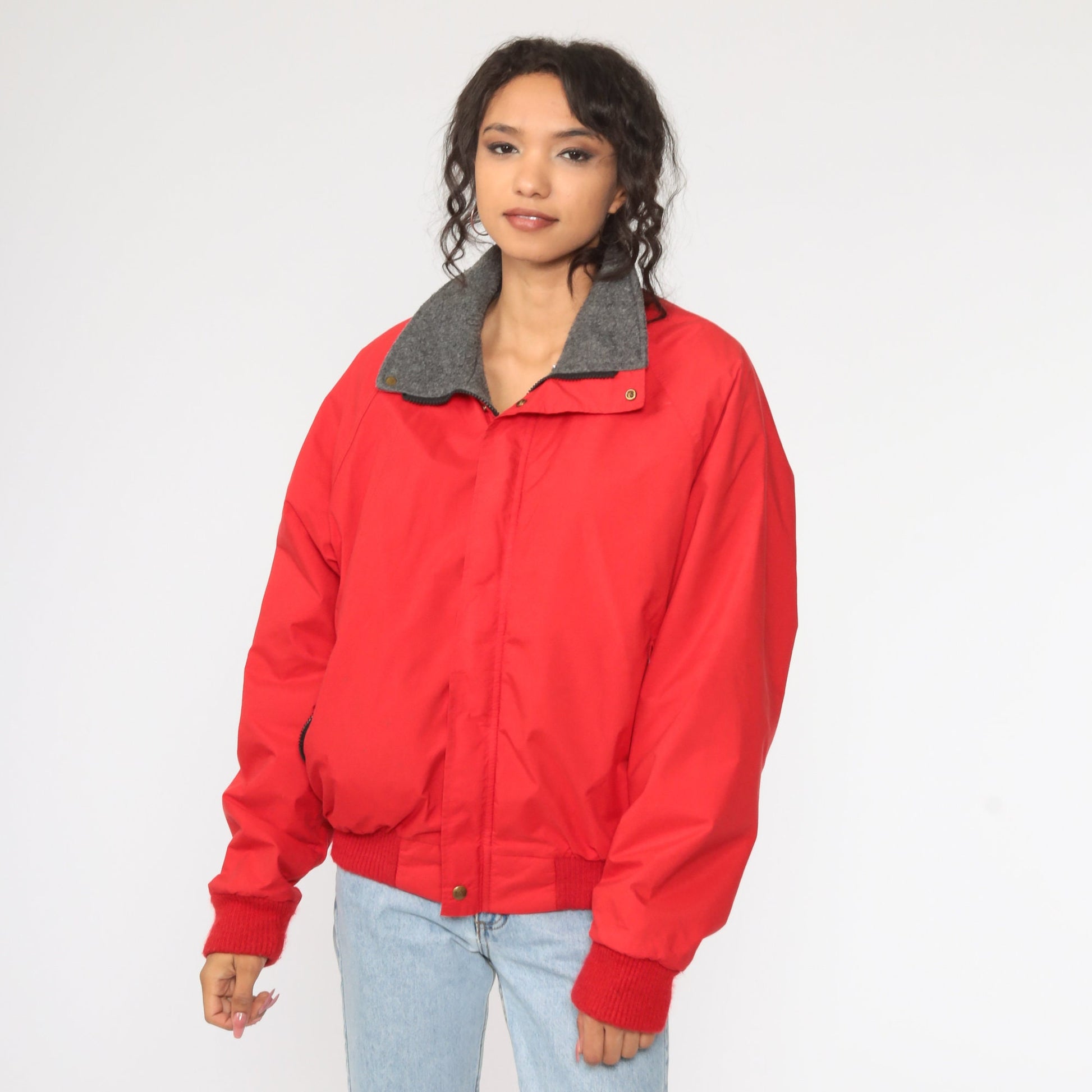 90s REI Goretex Windbreaker Jacket Red Nylon Hiking Gear Large