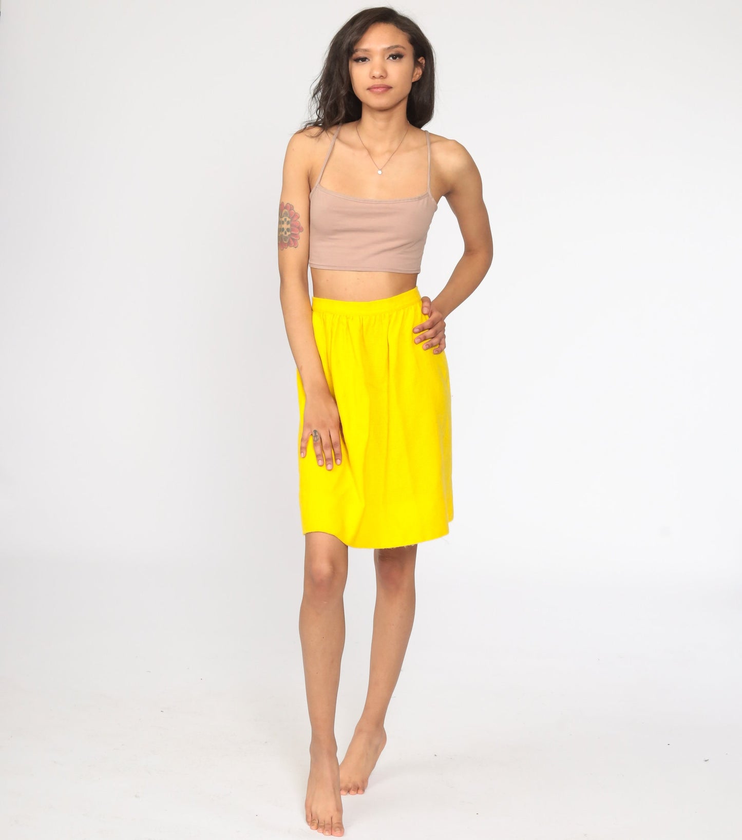 60s Yellow High-Waisted Mini Skirt Mod Preppy Extra Small