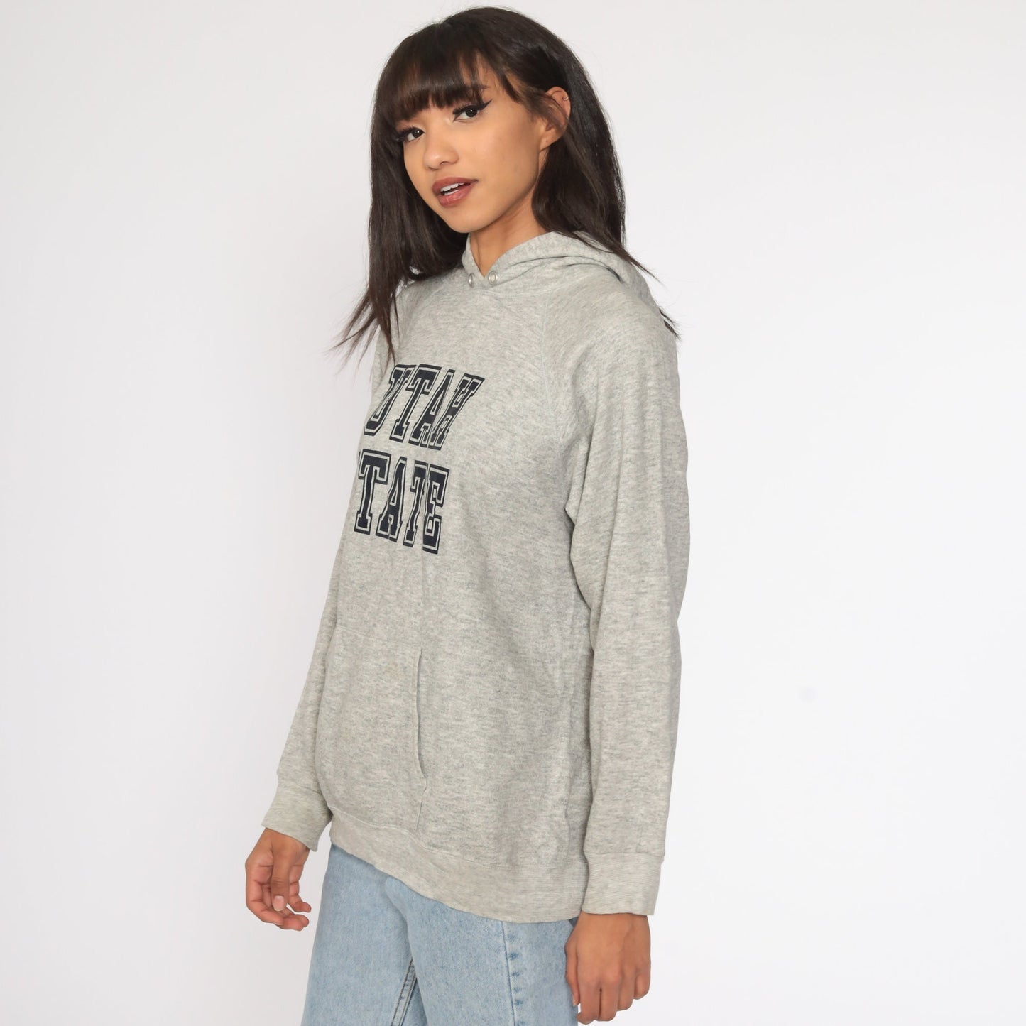 90s Utah State University Champion Hoodie Grey Medium