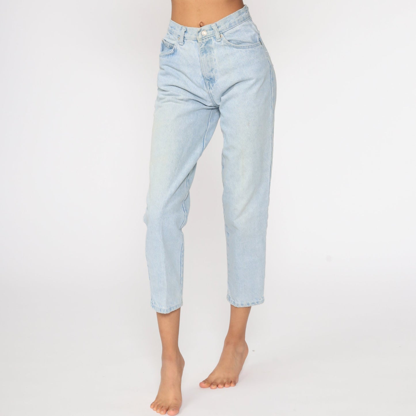90s High Rise Tapered Denim Jeans Blue Vintage Mom Jeans Small 26