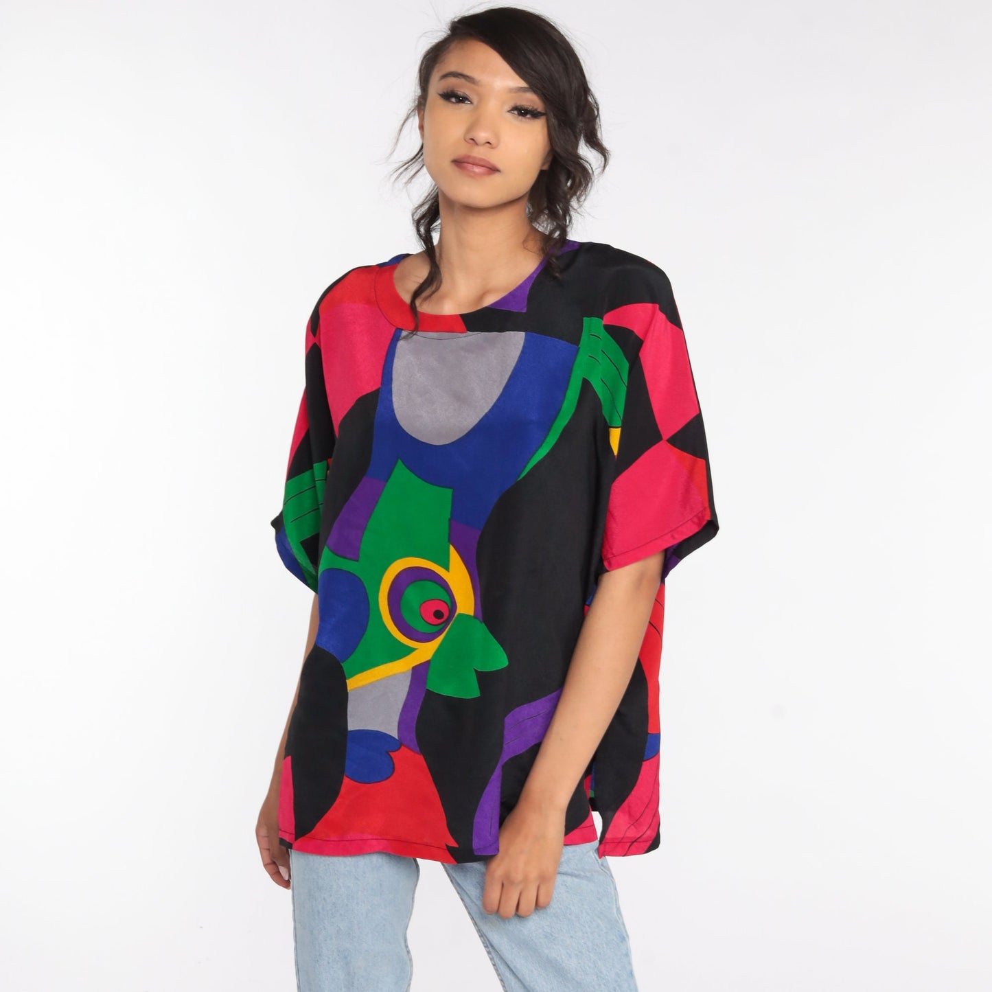 90s Abstract Bird Graphic T-Shirt Tropical Tee Small Medium