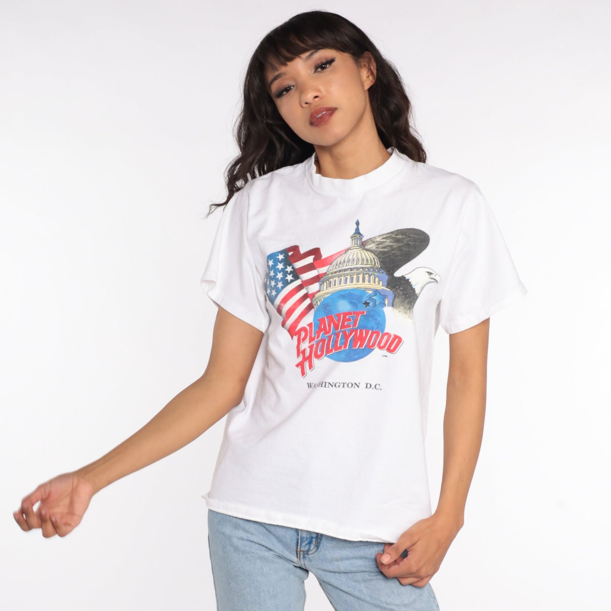 90s Planet Hollywood Washington DC Graphic Tee White Cotton Small