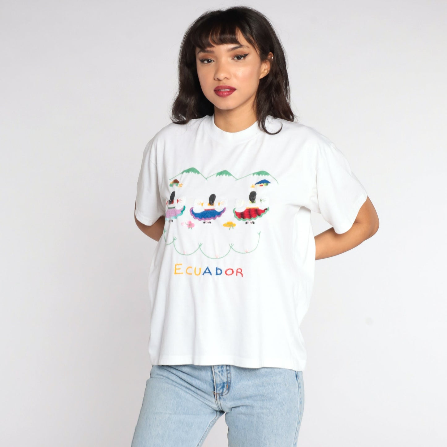 90s Ecuador Graphic T-Shirt Cotton Travel Tee Large L
