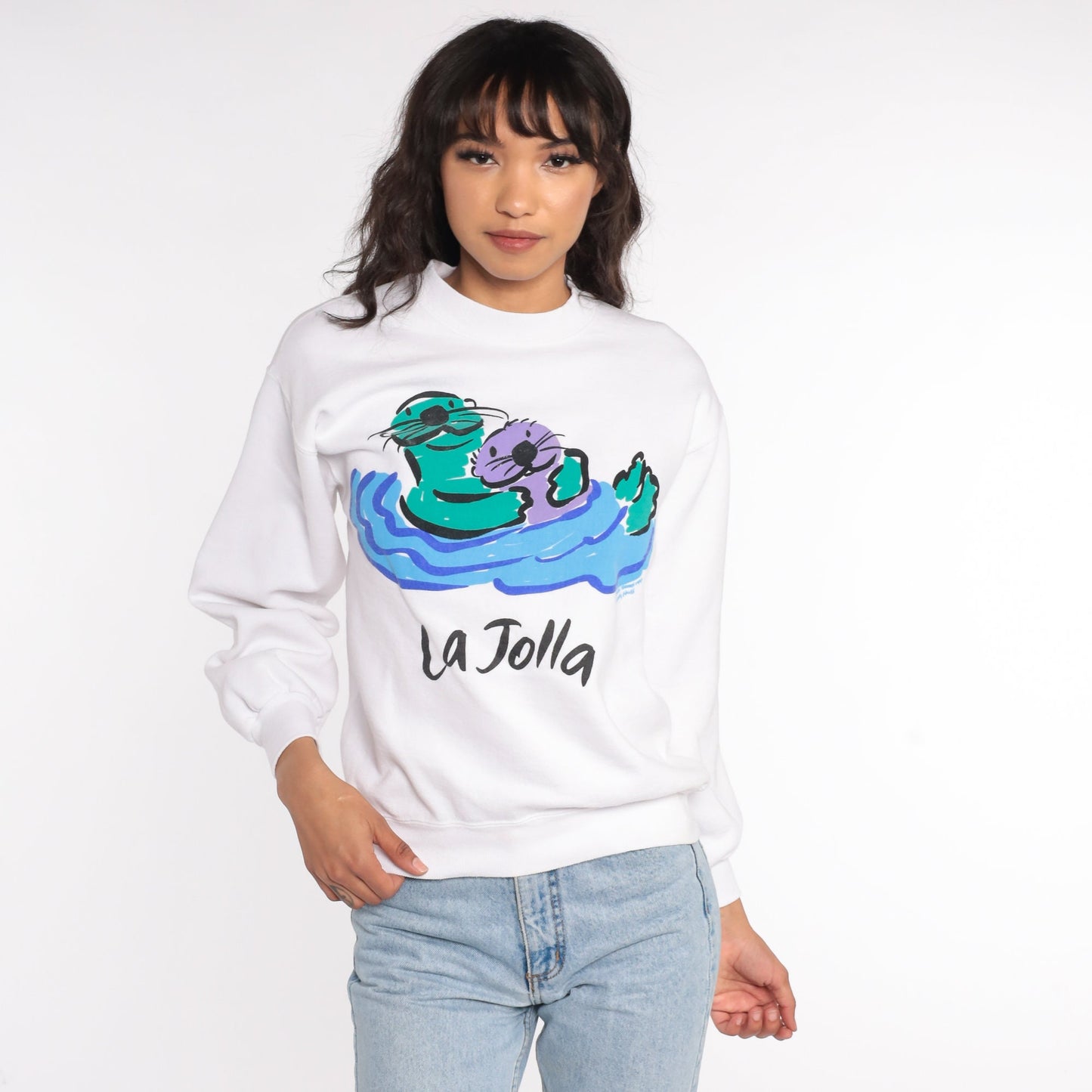 80s La Jolla San Diego Sea Otter Sweatshirt Cotton Graphic Crewneck Small