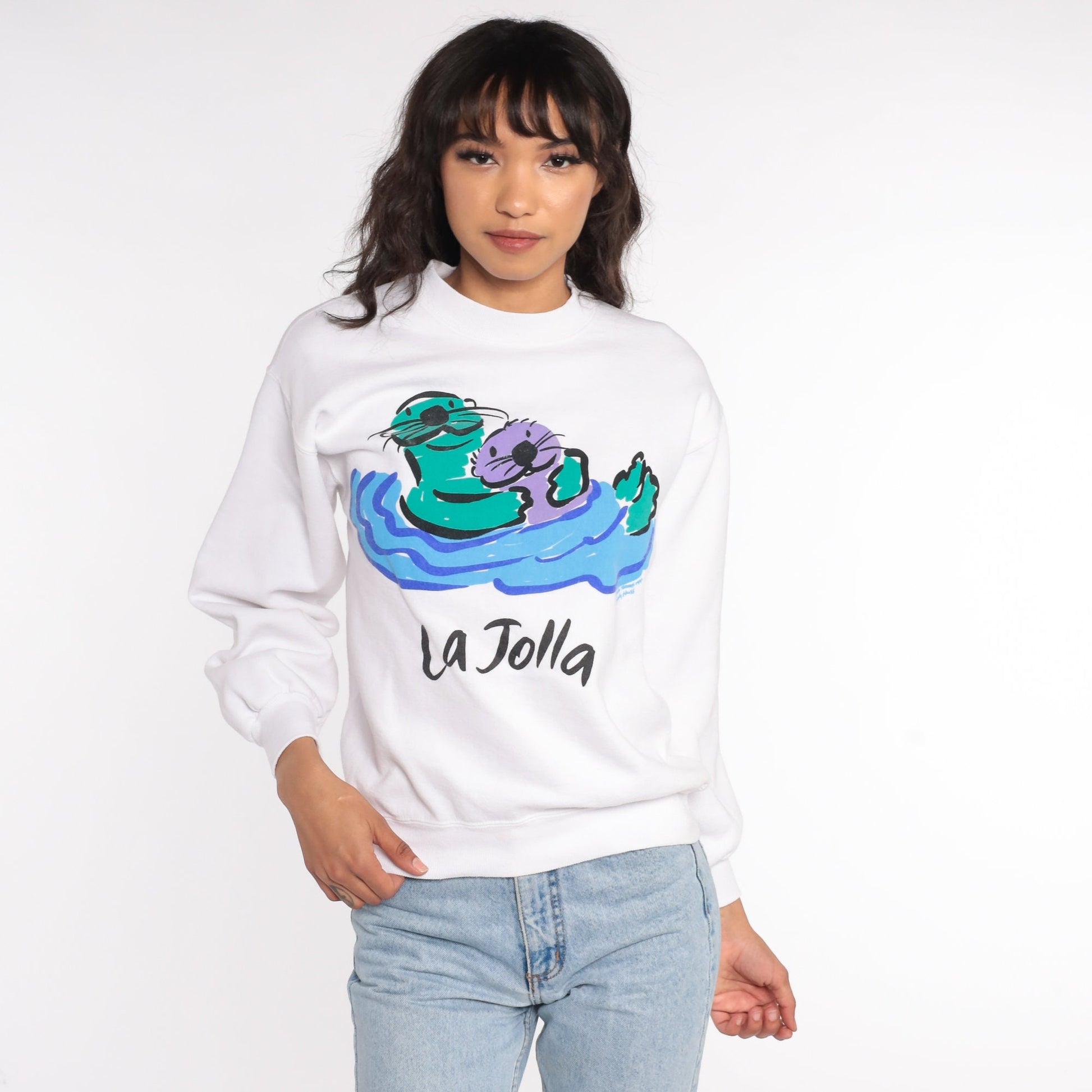 80s La Jolla San Diego Sea Otter Sweatshirt Cotton Graphic Crewneck Small