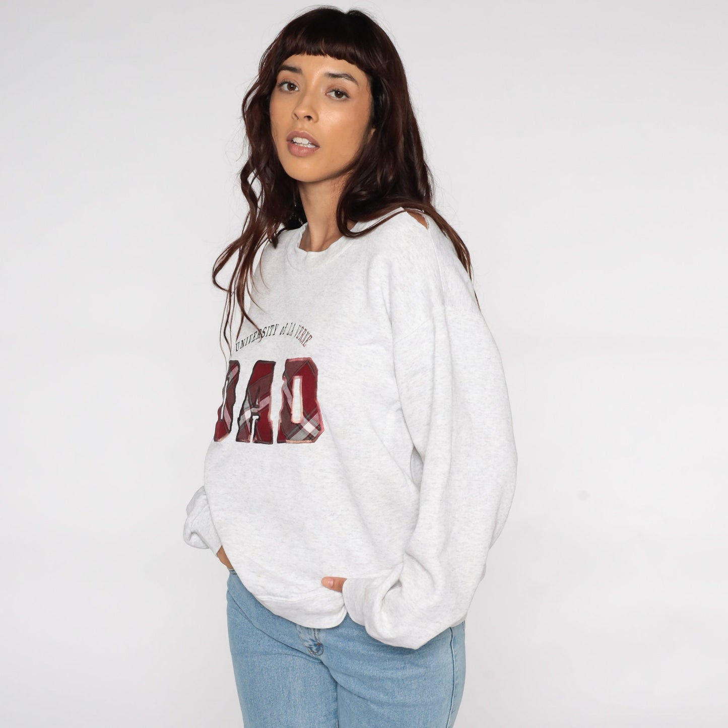 90s University of La Verne Dad Sweatshirt Distressed Graphic Crewneck Large