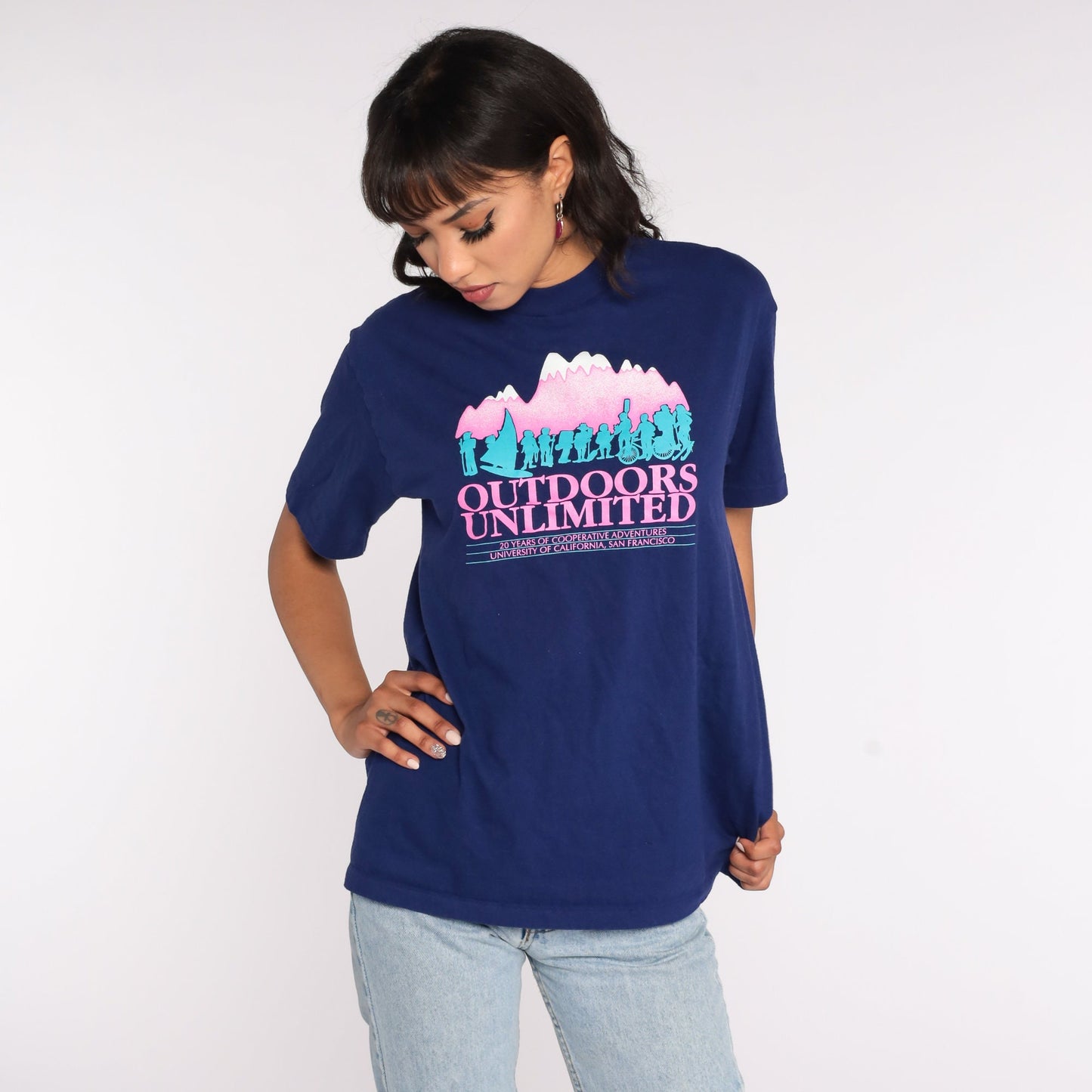 80s Outdoors Unlimited UCSF San Francisco Graphic Tee Purple Cotton Medium