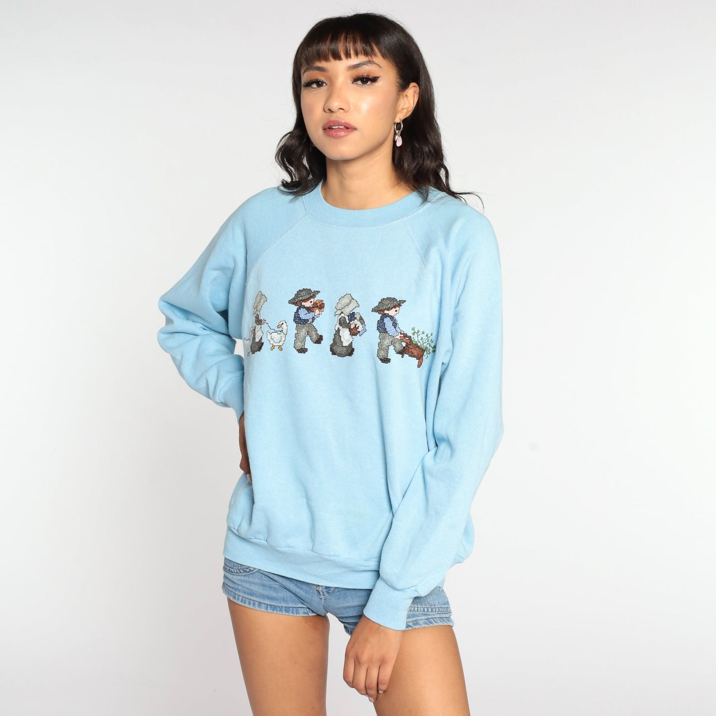 80s Pannill Goose Graphic Sweatshirt Baby Blue Crewneck Large