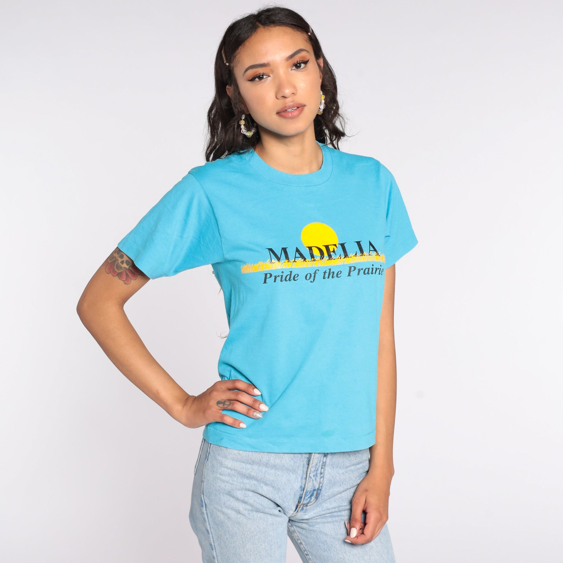 80s Madelia Minnesota Graphic T-Shirt Blue Single Stitch Small