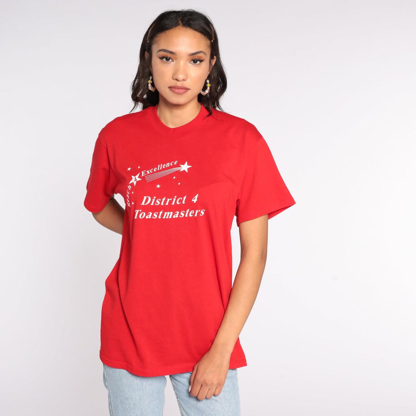 80s District 4 Toastmasters Graphic T-Shirt Red Cotton Medium