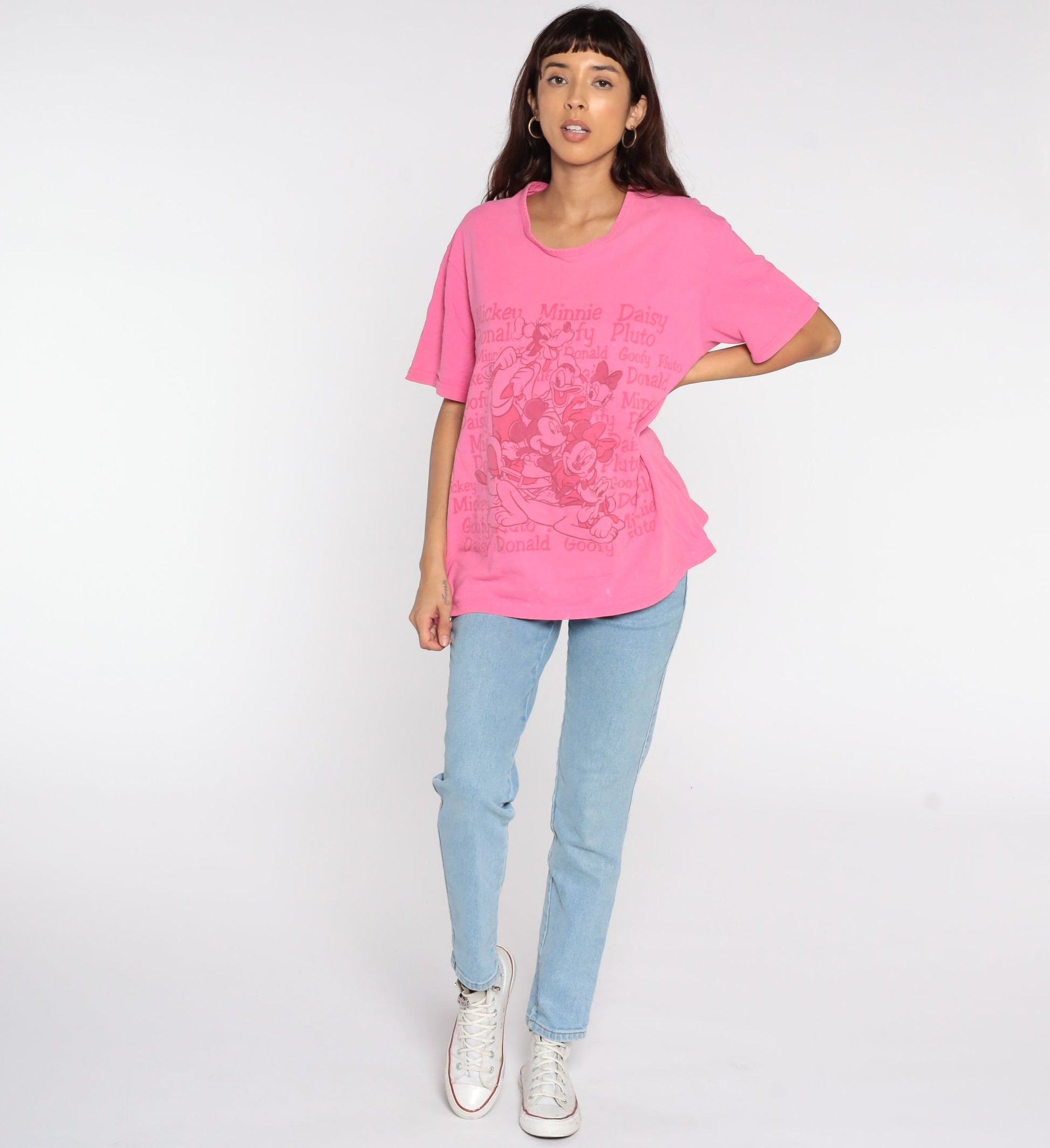 90s Disney Mickey Minnie Donald Duck Graphic T-Shirt Pink Extra Large XL