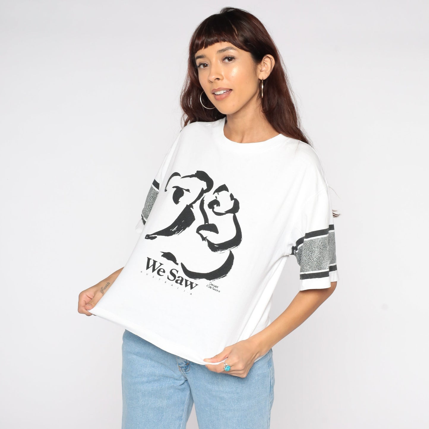 90s Koala Australia Wildlife Graphic T-Shirt Black White Small