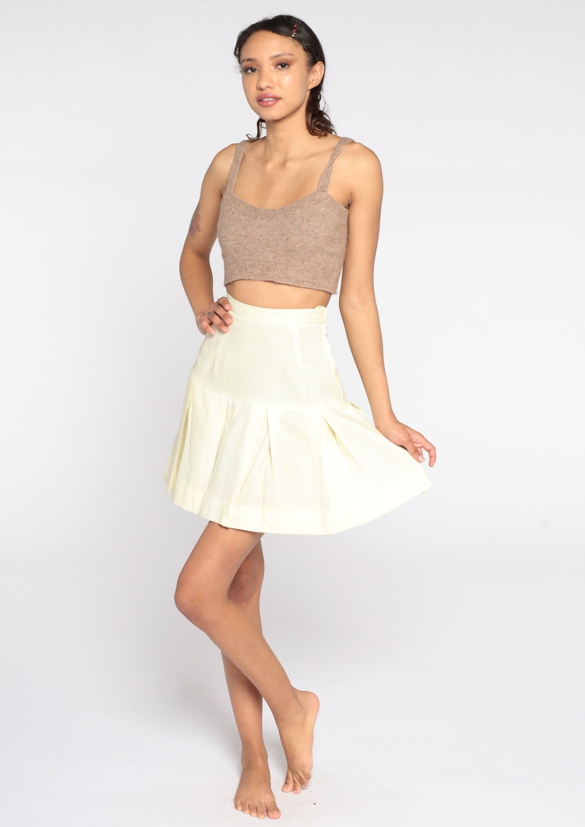 80s Red Pleated Tennis Skirt High Waist Mini Extra Small