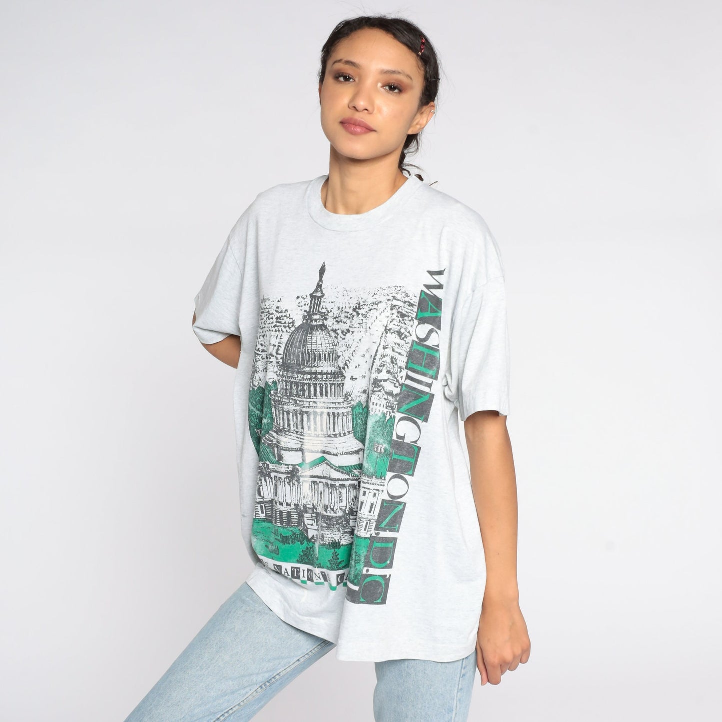90s Washington DC Capitol Building Graphic T-Shirt Distressed Extra Large