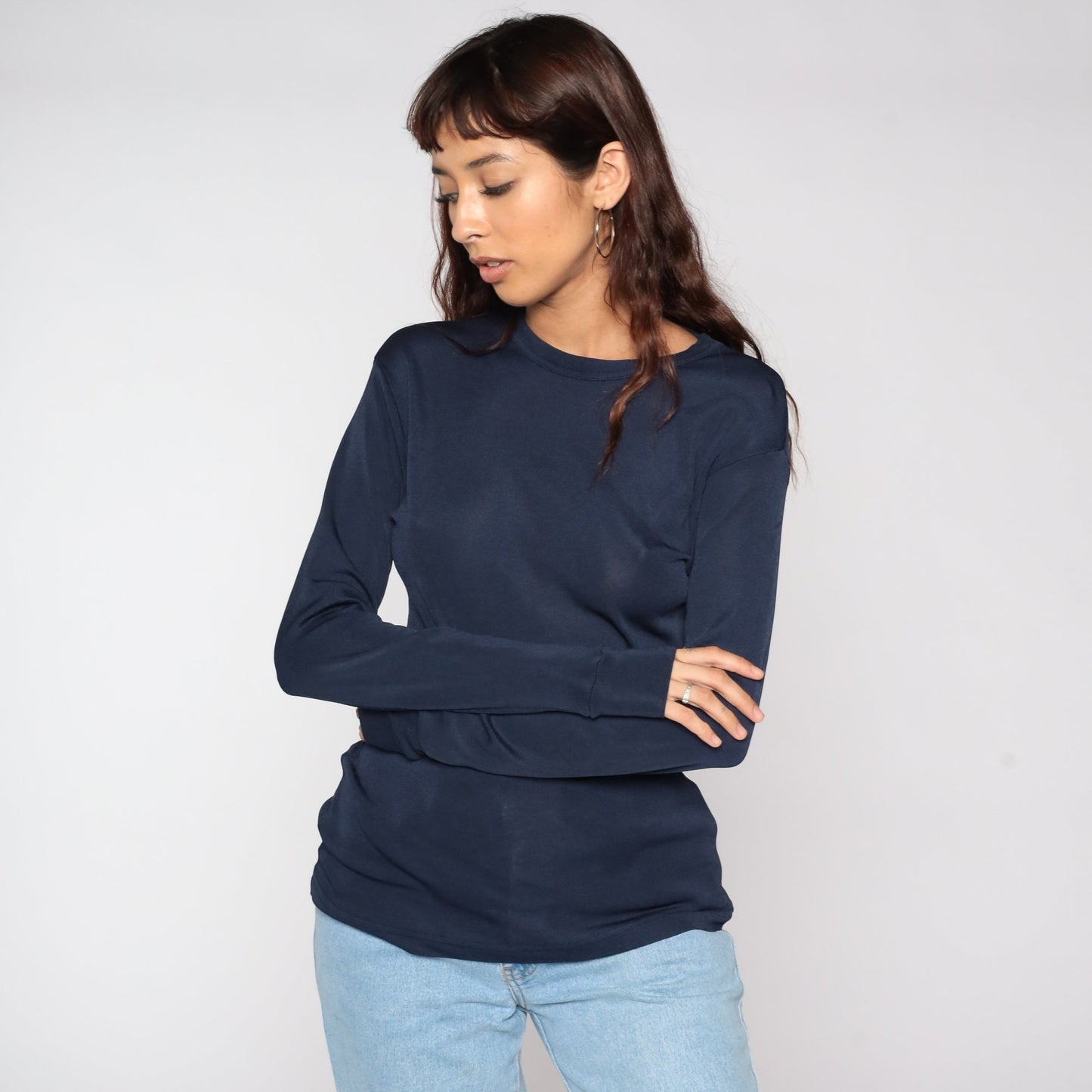 70s Navy Thermal Long Sleeve Undershirt Medium