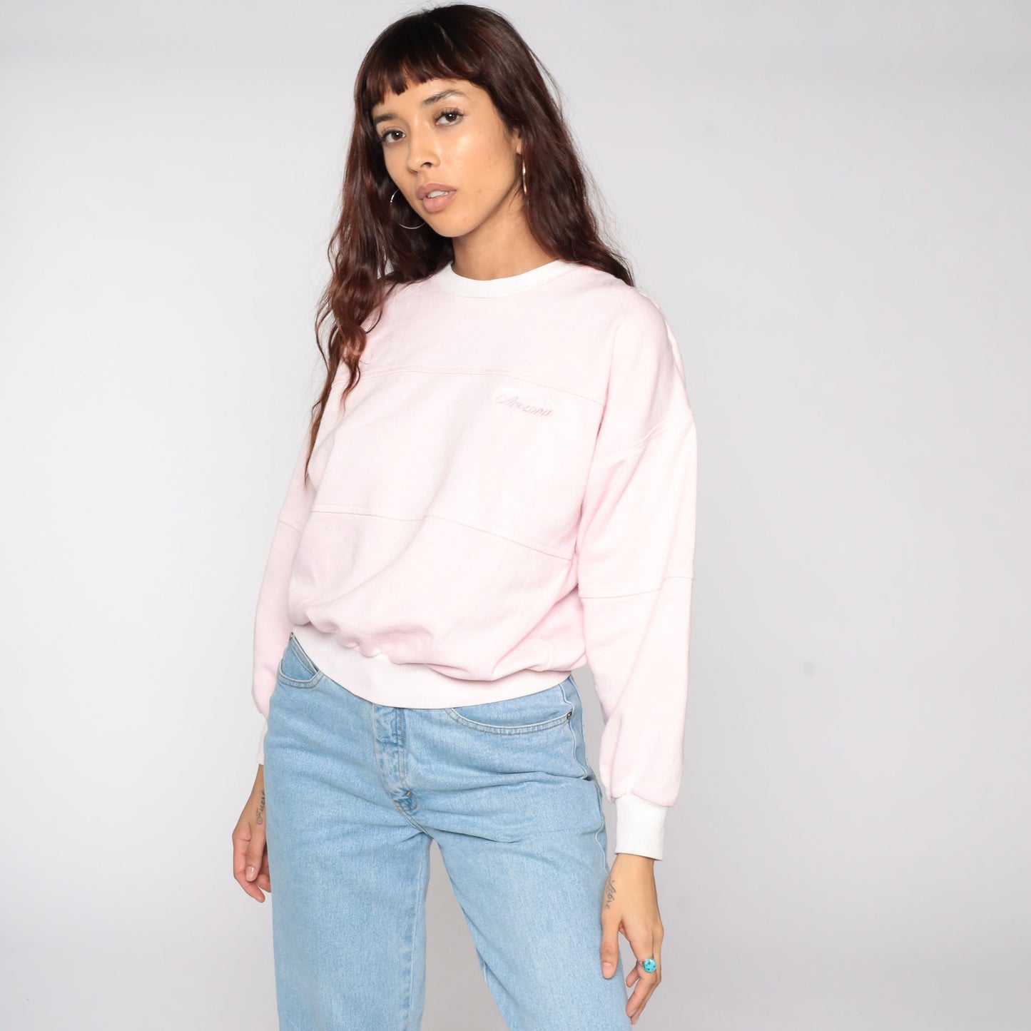 80s Arizona Sweatshirt Baby Pink Crewneck Long Sleeve Medium