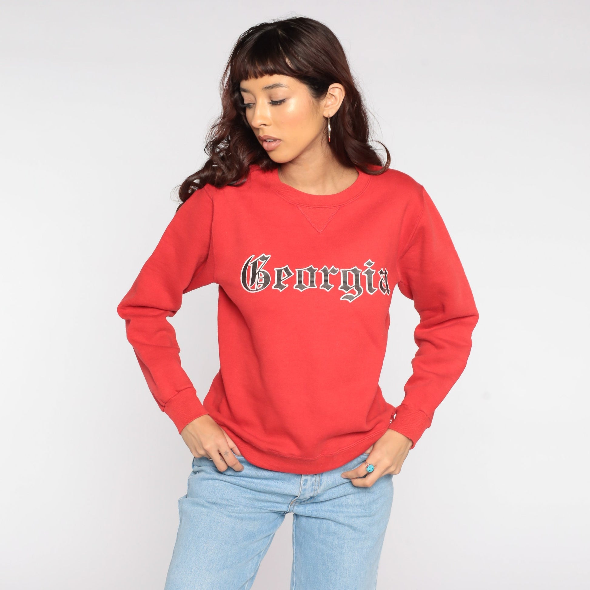 80s Russell University of Georgia Sweatshirt Red Graphic Crewneck Extra Small